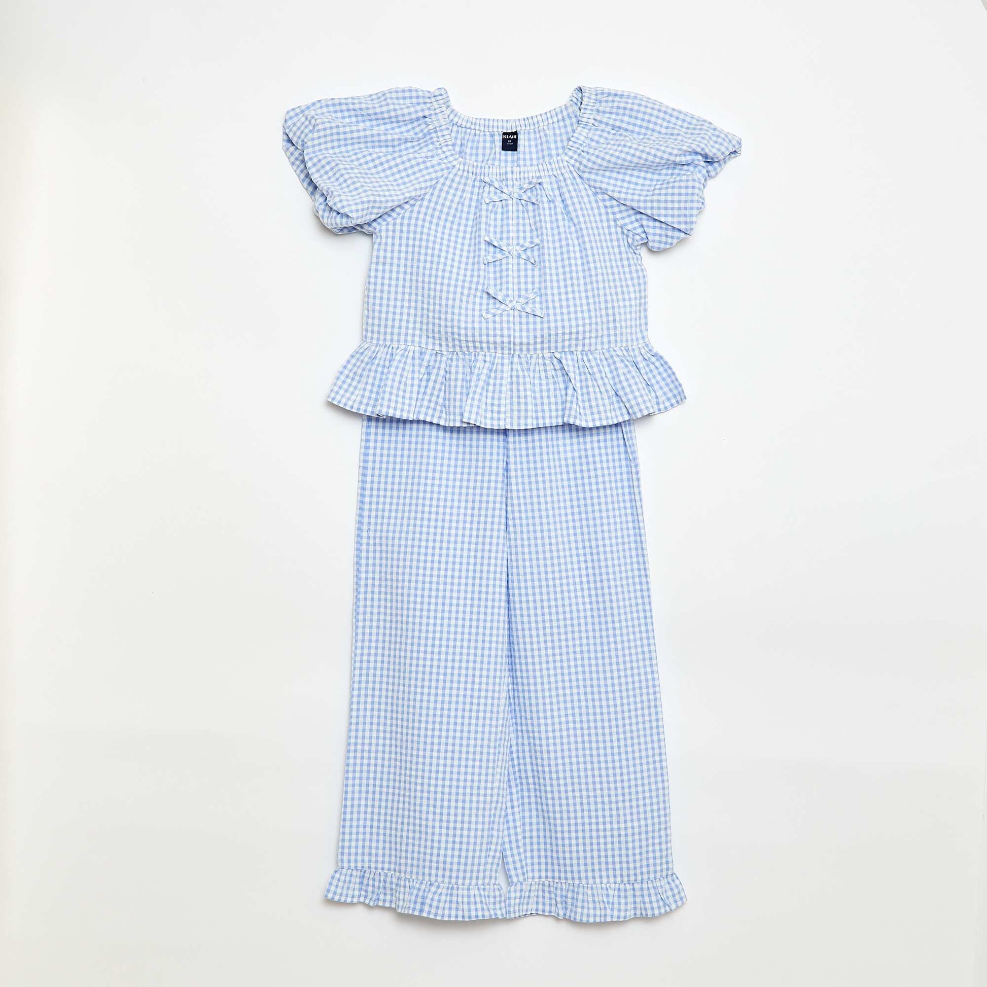 Top and Trousers Set with Cotton Details BLUE