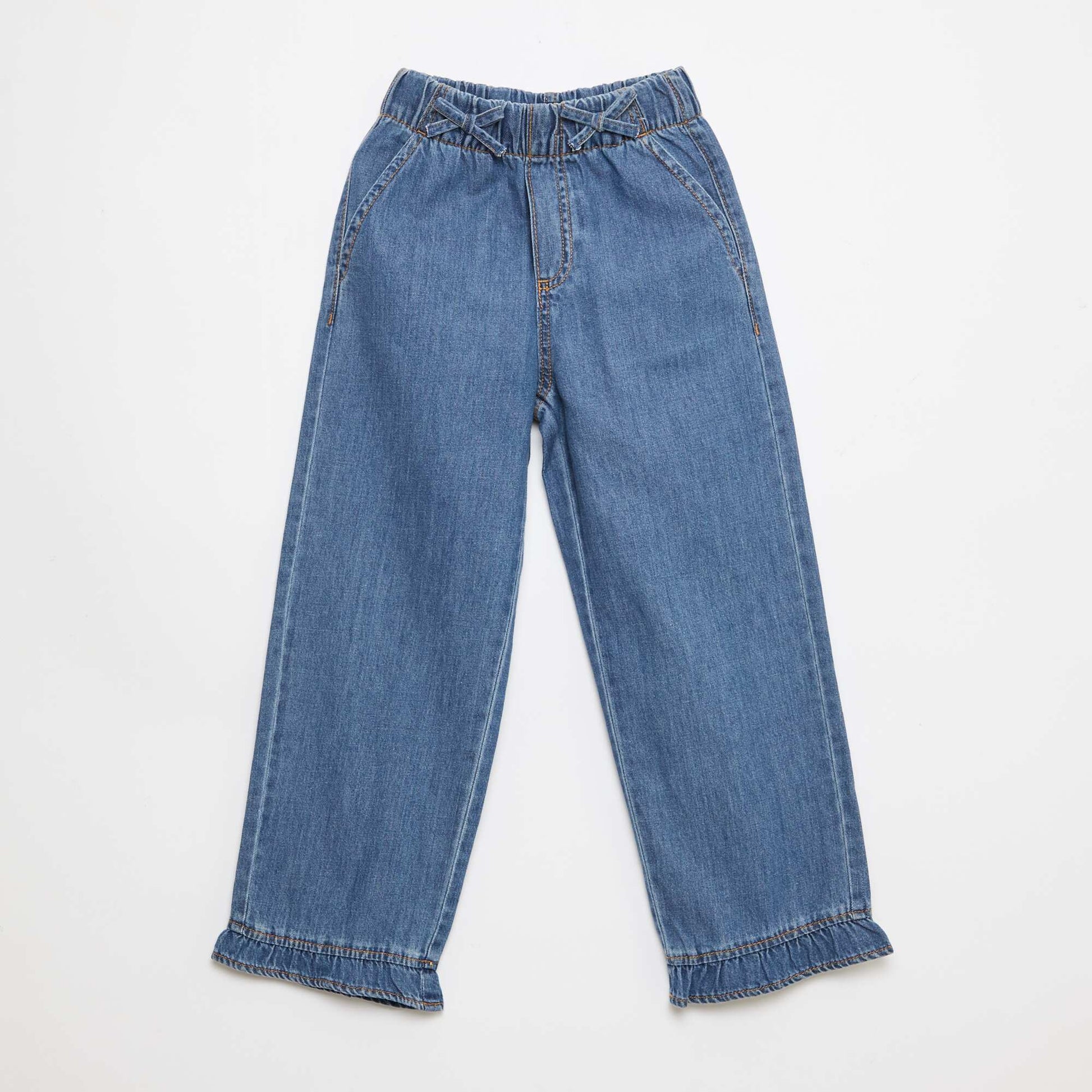 Flowy Jean-Effect Pants DARK BLUE