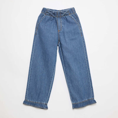 Flowy Jean-Effect Pants DARK BLUE