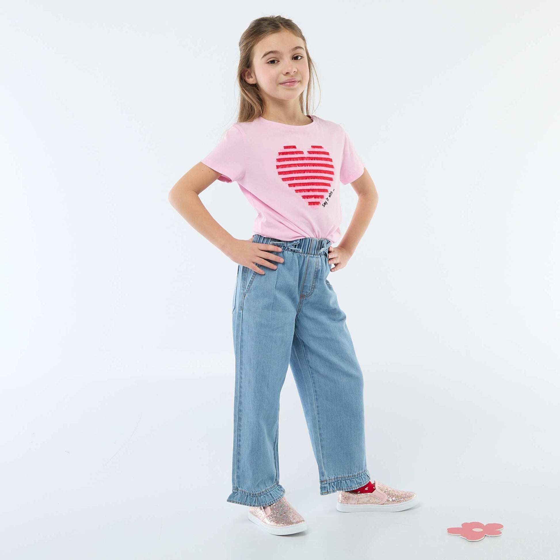 Flowy Jean-Effect Pants BLUE