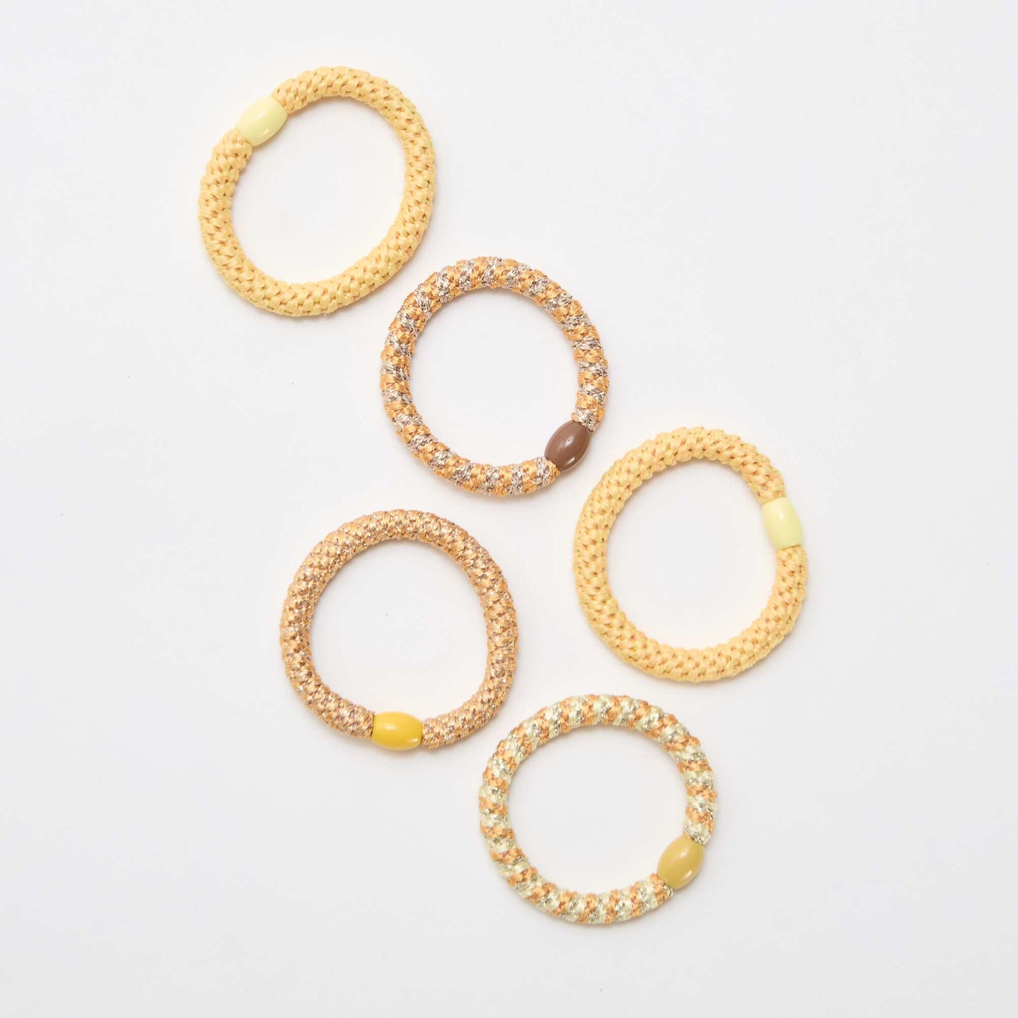 Set of 5 Colorful Hair Ties YELLOW