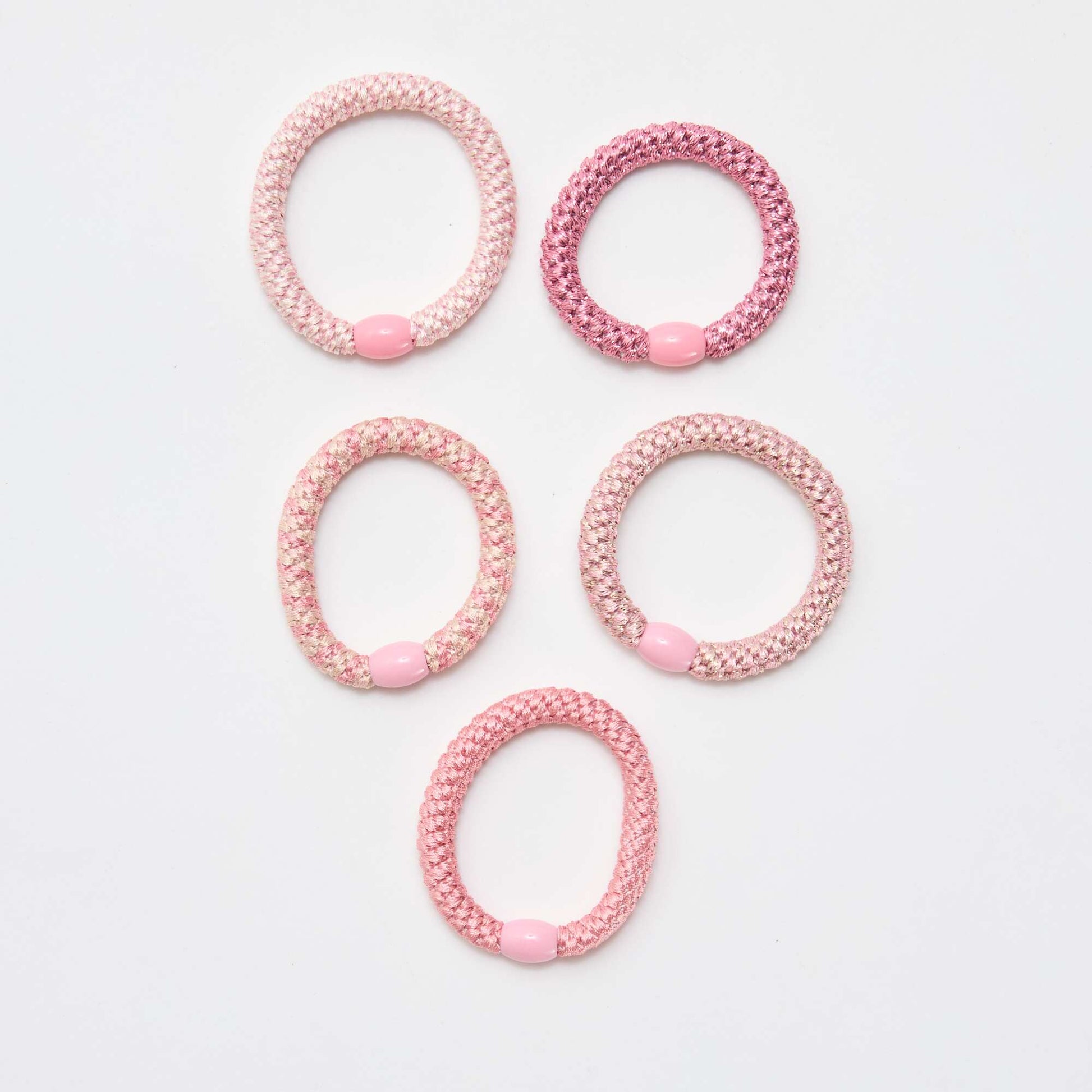 Set of 5 Colorful Hair Ties PINK