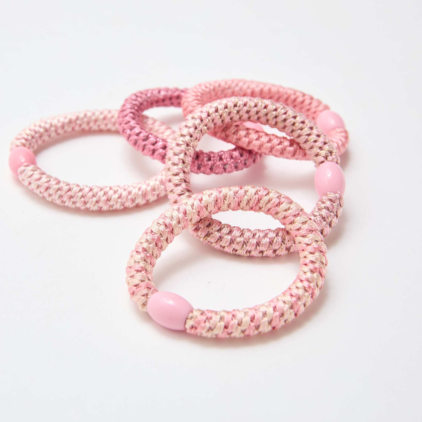 Set of 5 Colorful Hair Ties PINK
