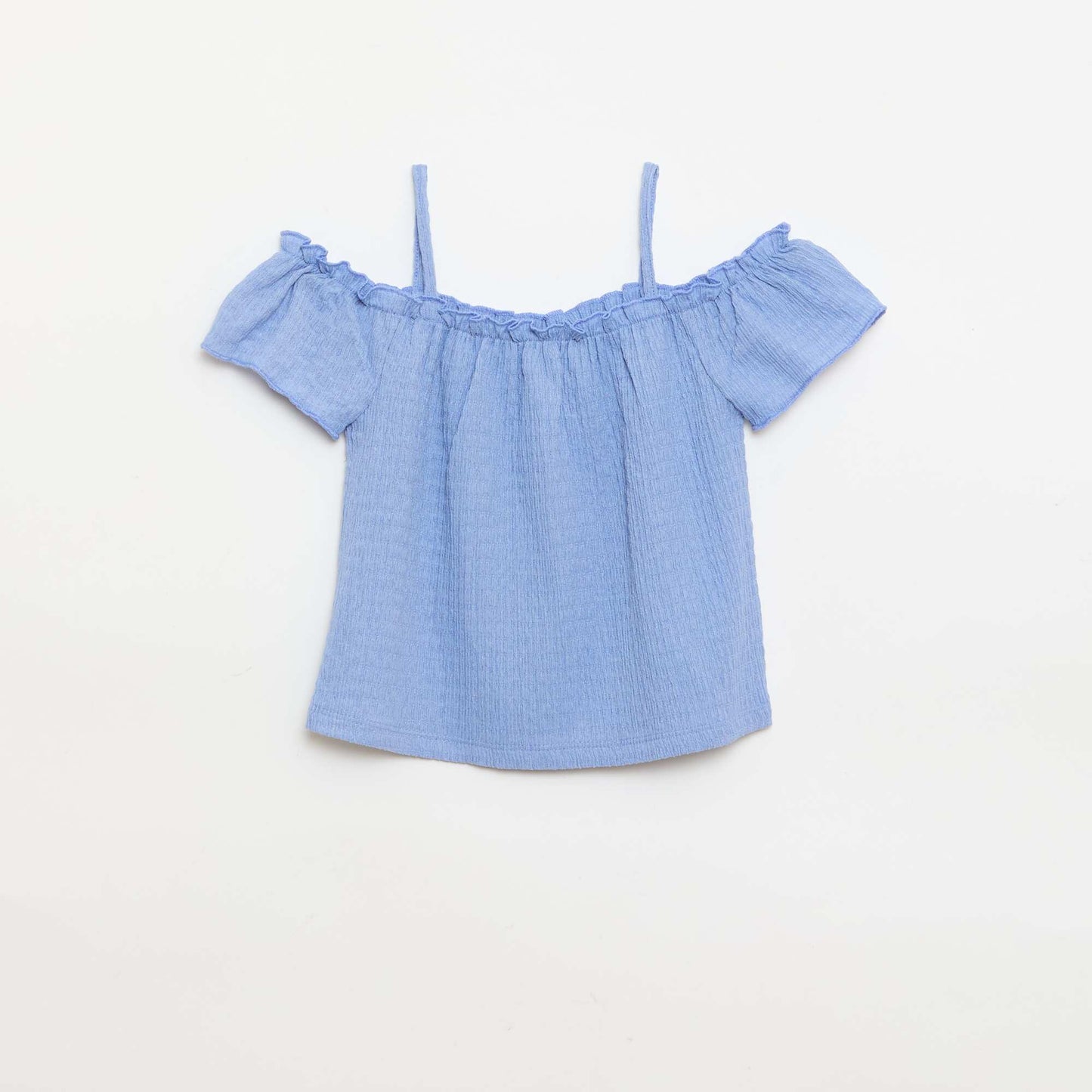 Smocked top with thin straps BLUE