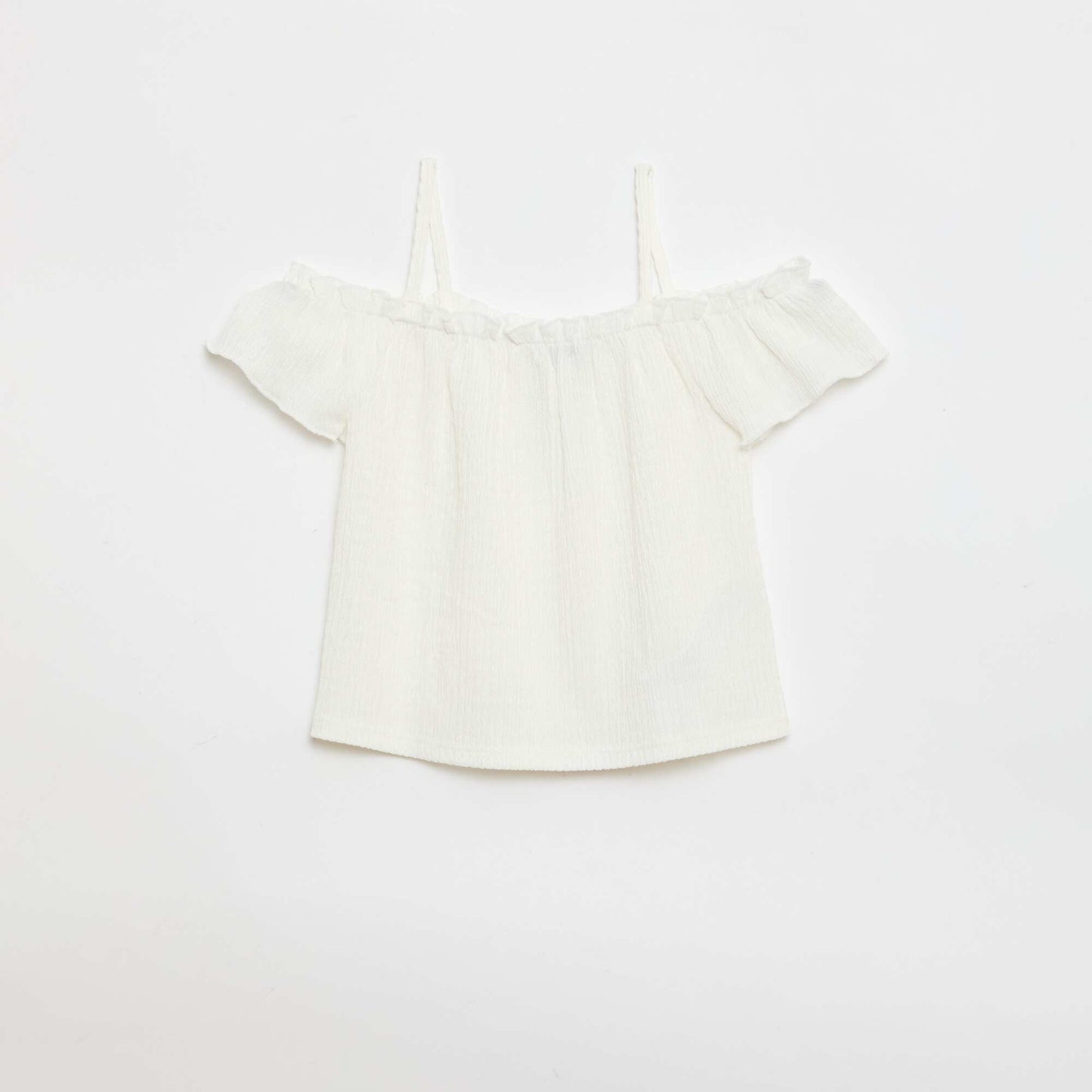 Smocked top with thin straps WHITE