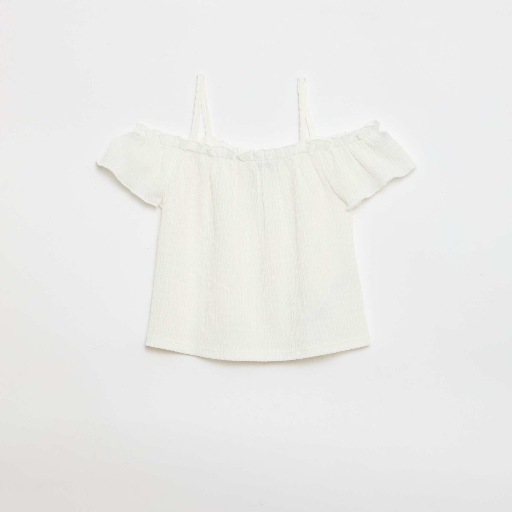 Smocked top with thin straps WHITE