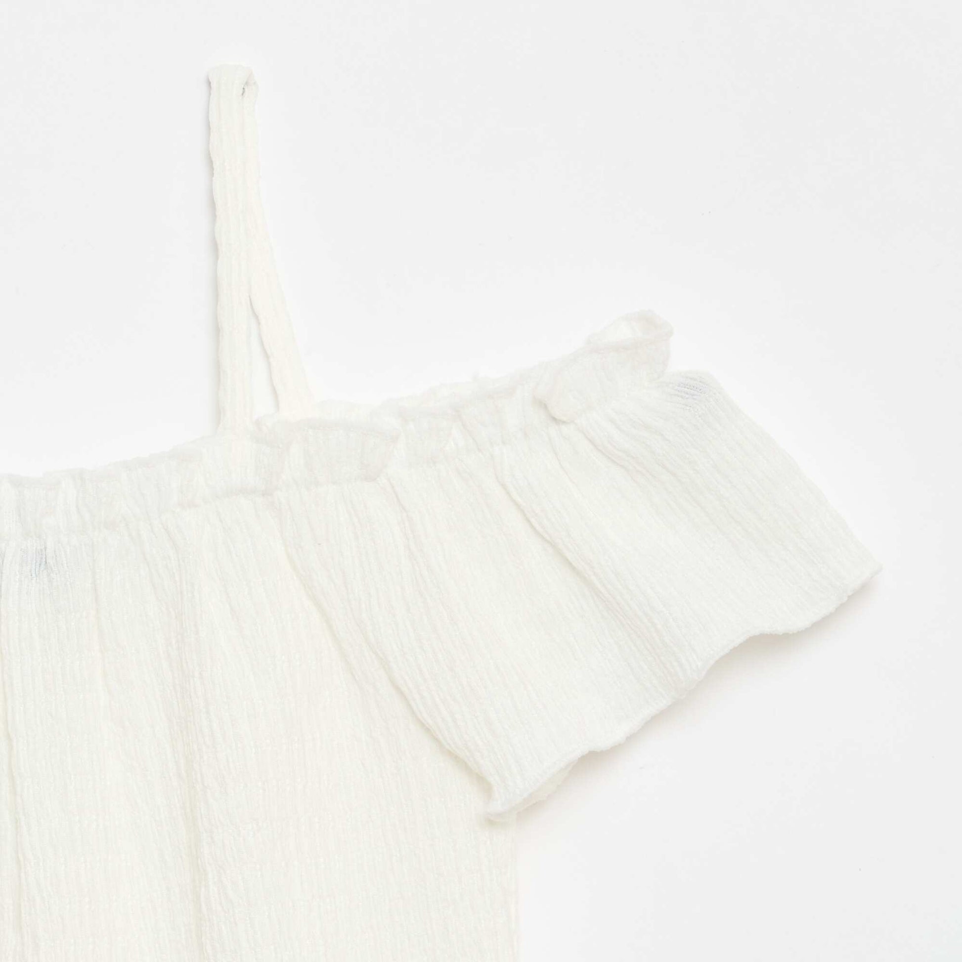 Smocked top with thin straps WHITE