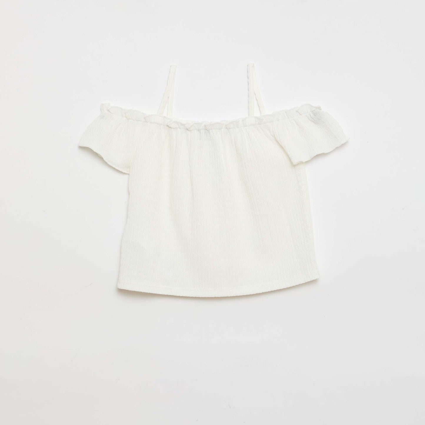 Smocked top with thin straps WHITE