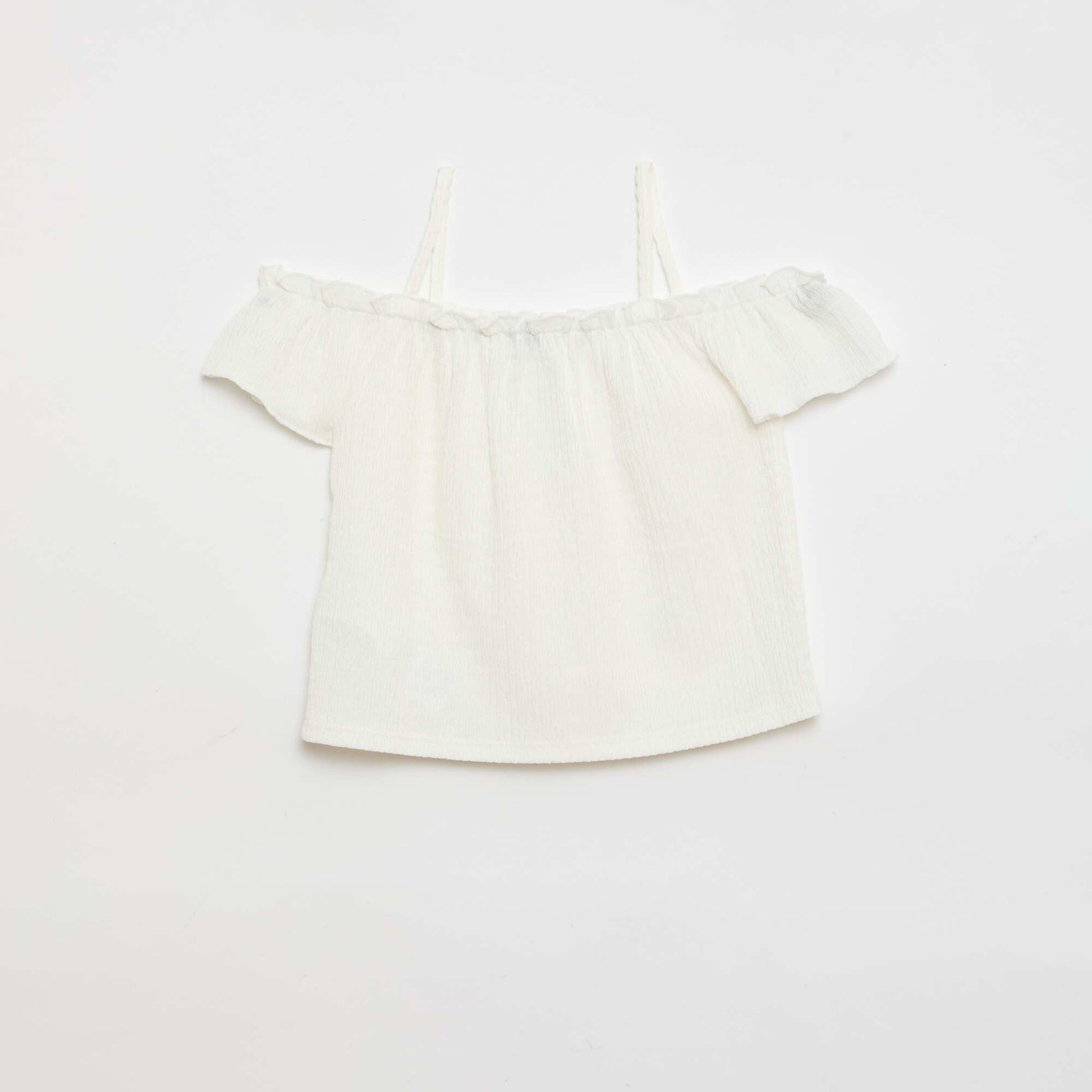 Smocked top with thin straps WHITE