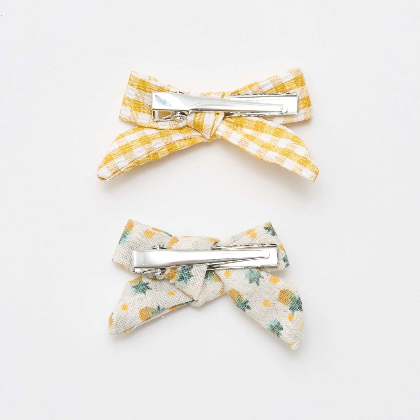 Set of 2 Bow Alligator Clips YELLOW