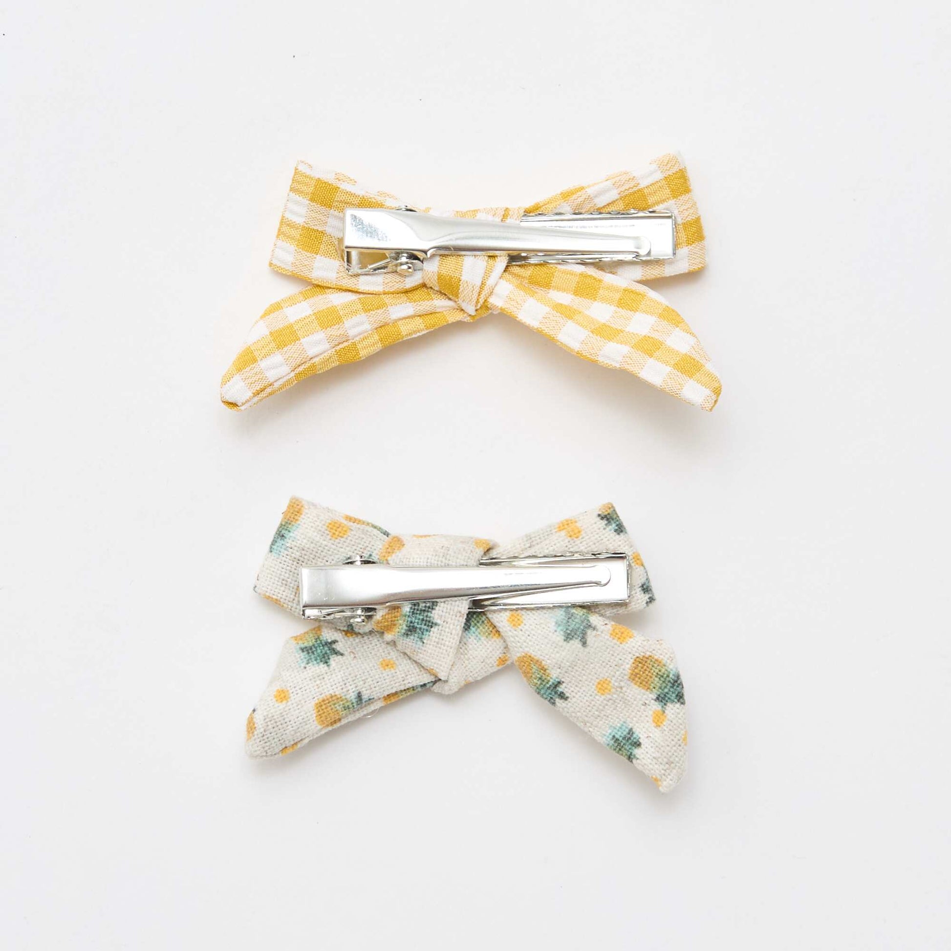 Set of 2 Bow Alligator Clips YELLOW