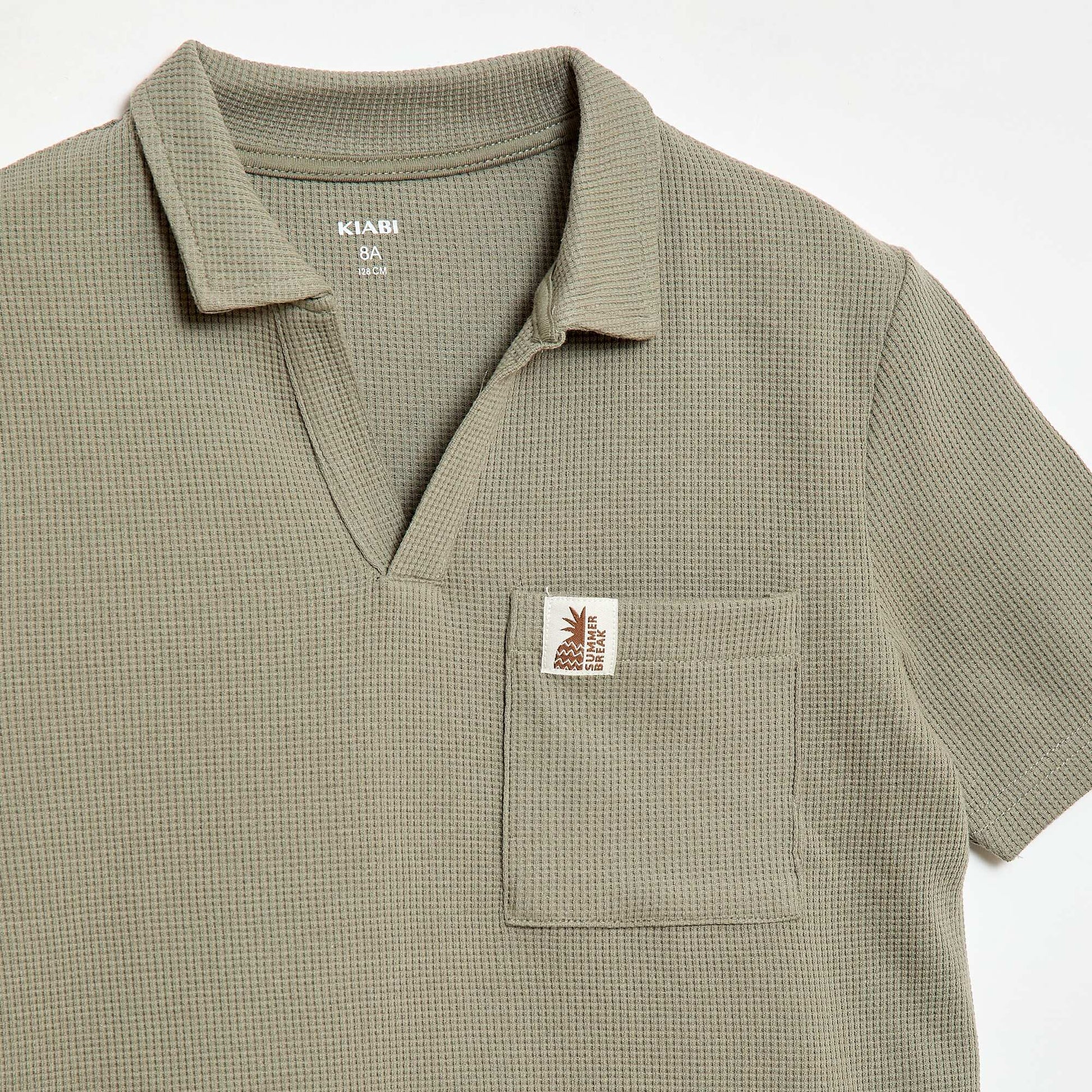Honeycomb knit polo shirt GREEN