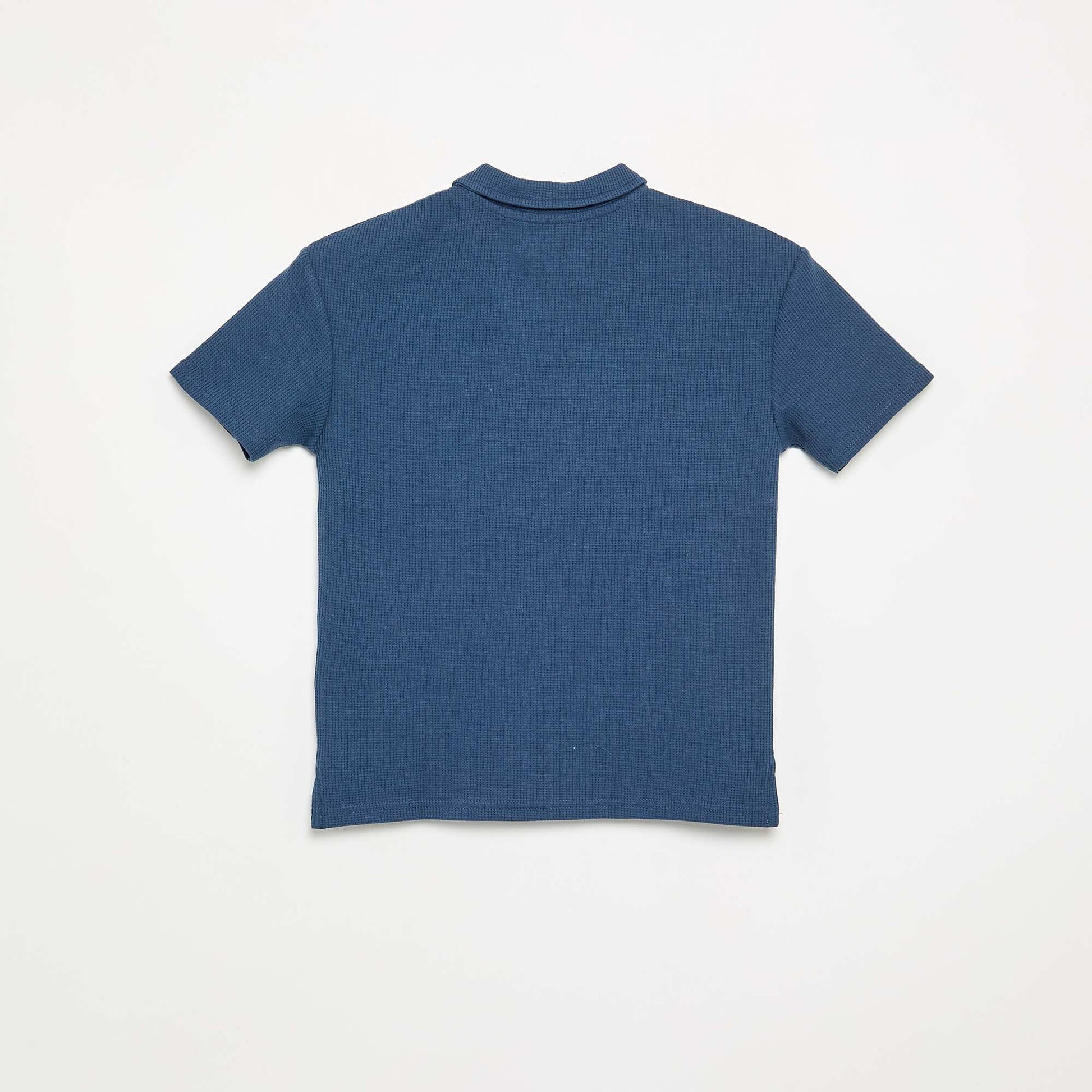Honeycomb knit polo shirt WHITE