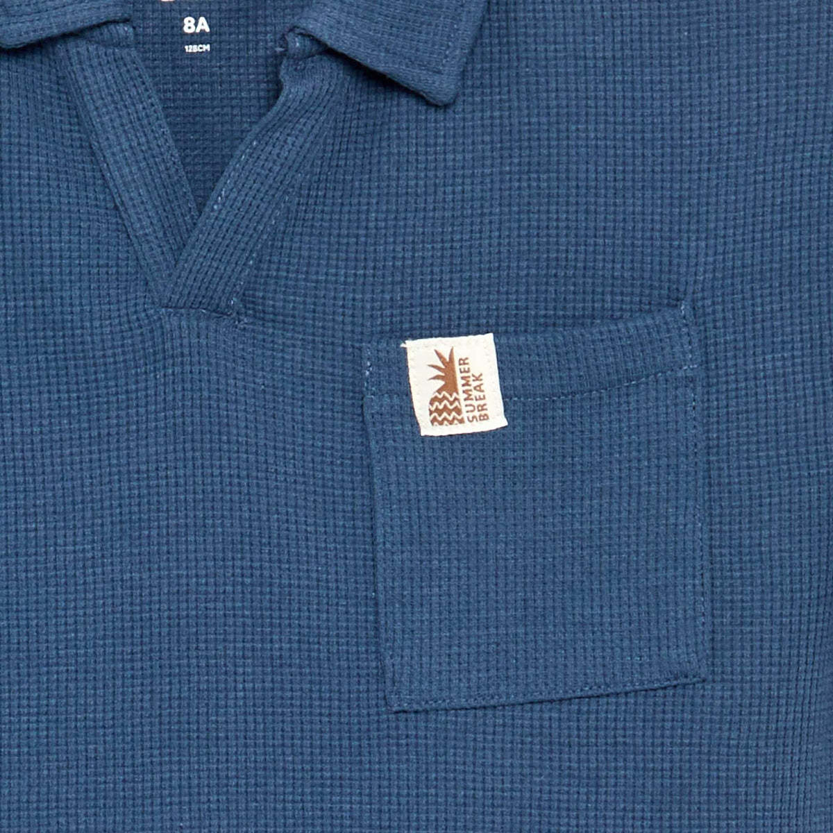 Honeycomb knit polo shirt WHITE