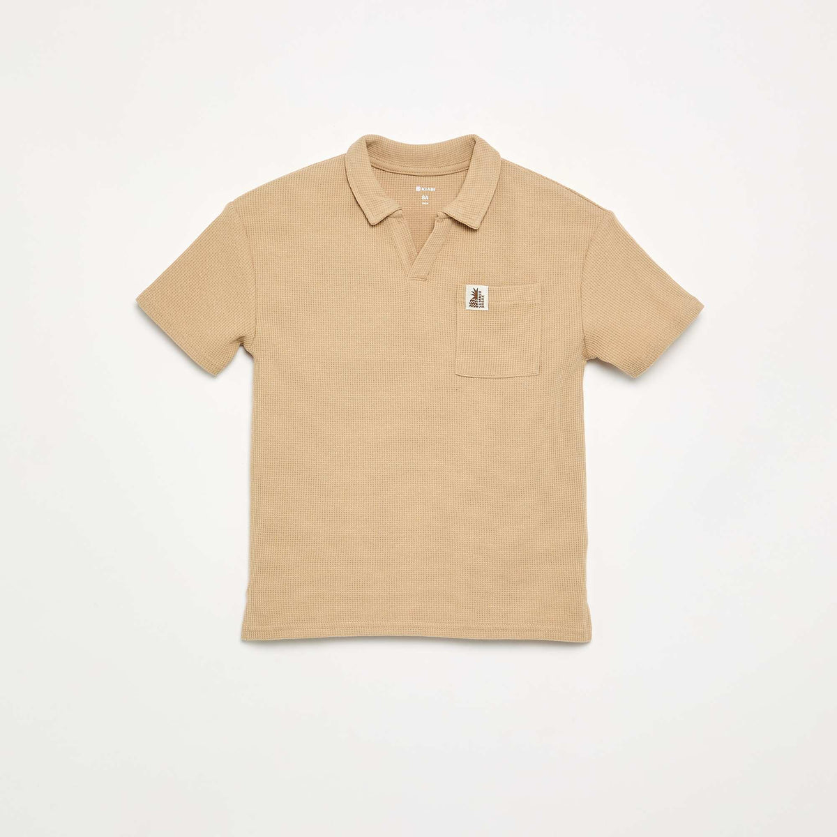 Honeycomb knit polo shirt WHITE