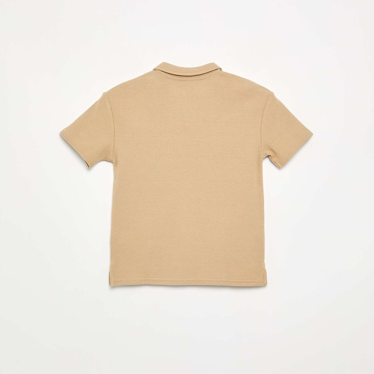 Honeycomb knit polo shirt WHITE