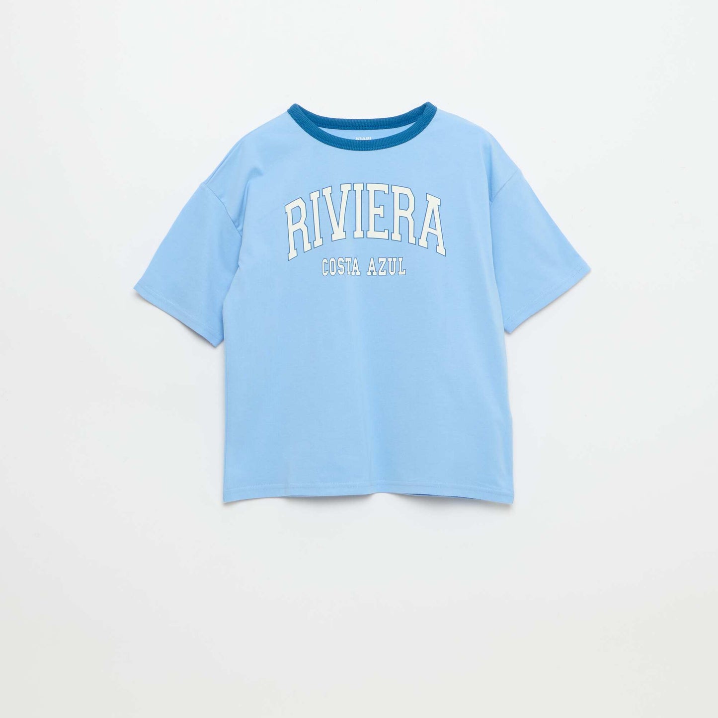 Short-Sleeve Patterned T-Shirt with Contrasting Trim KHAKI