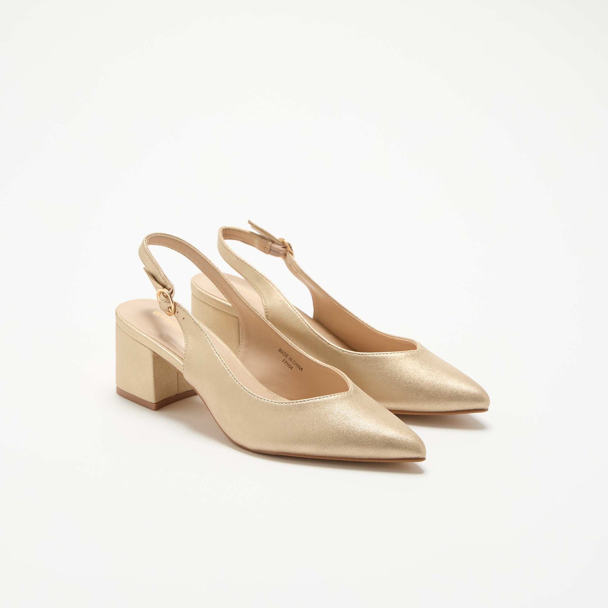 Gold Faux Leather Pointed Toe Pumps YELLOW