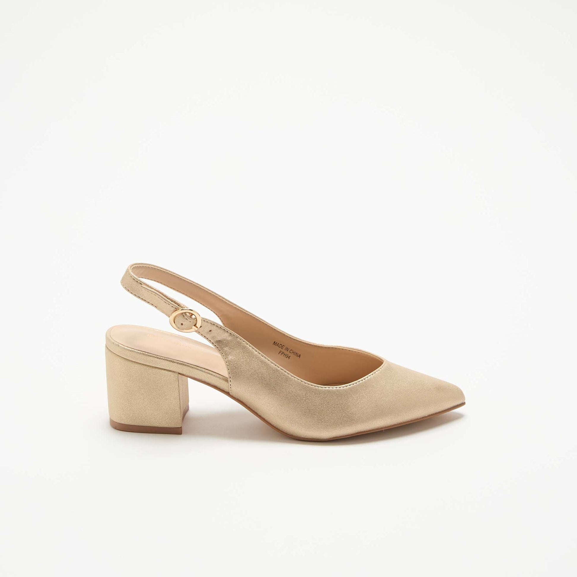 Gold Faux Leather Pointed Toe Pumps YELLOW