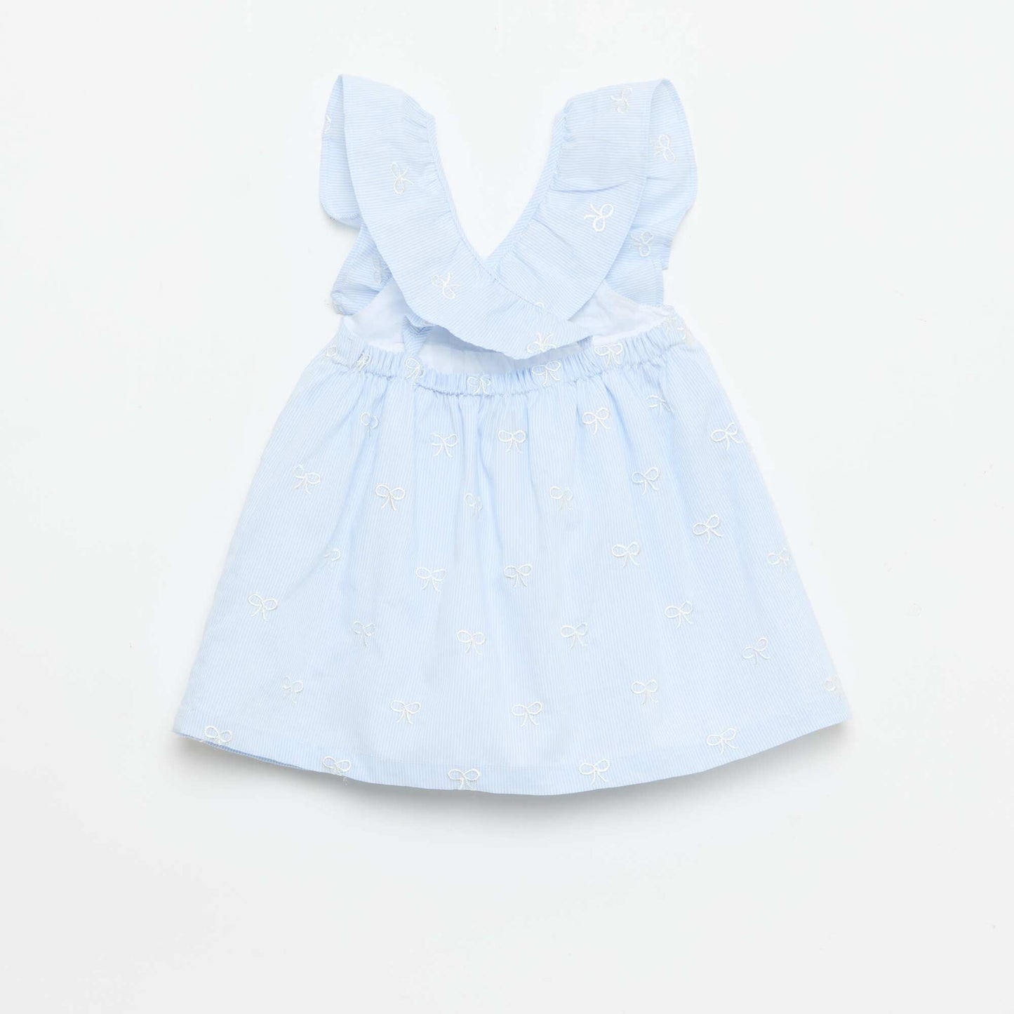 Dress with ruffled straps and embroidery BLUE