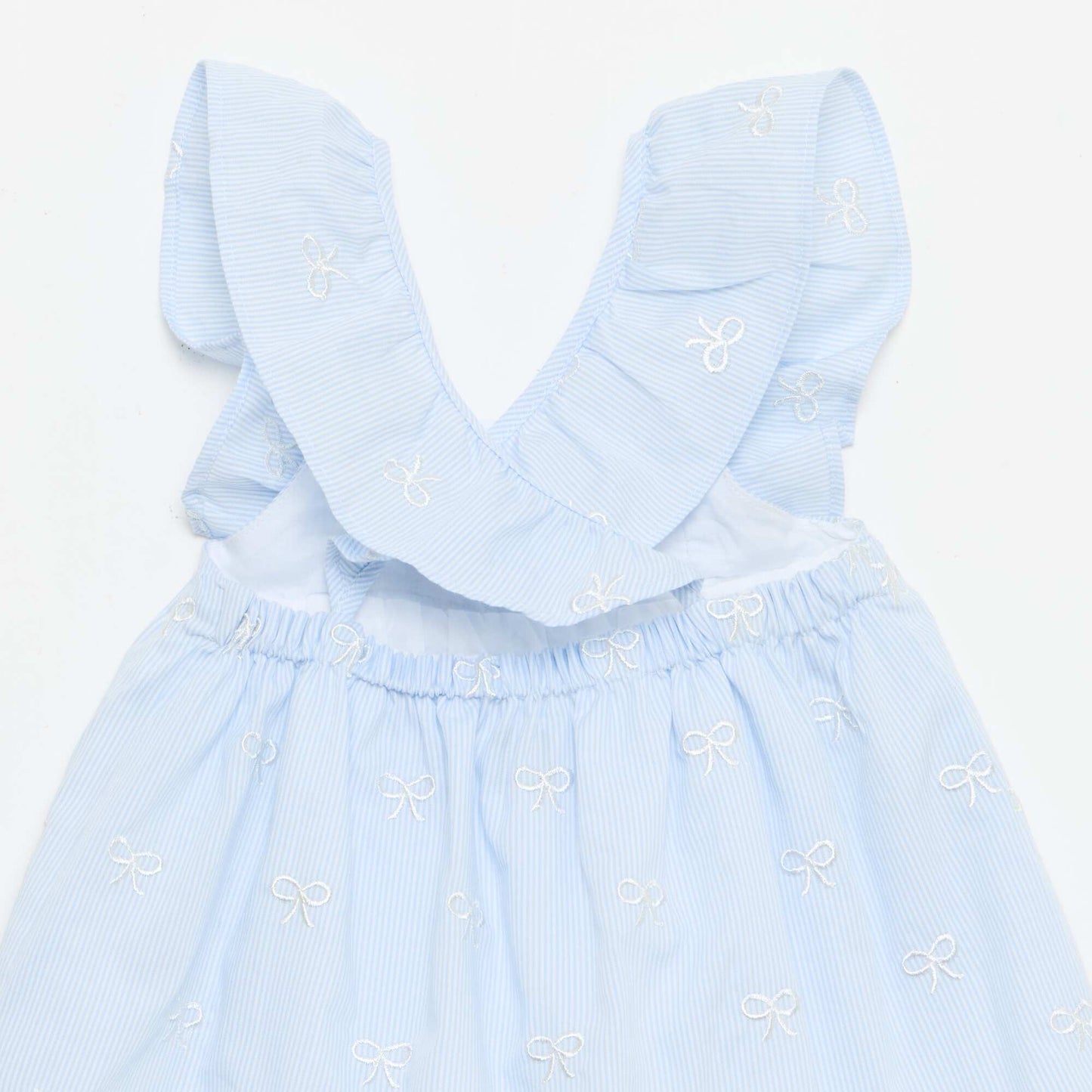 Dress with ruffled straps and embroidery BLUE