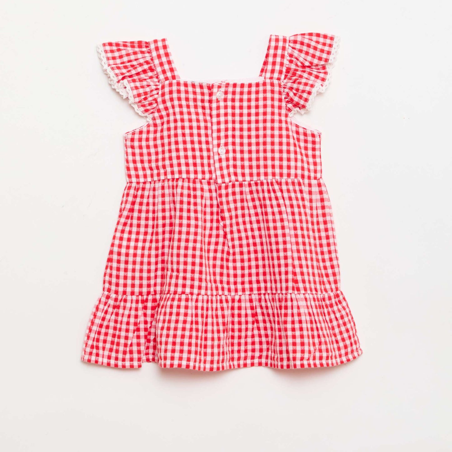 Tiered Gingham Print Dress RED
