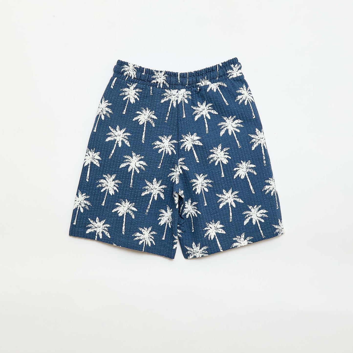 Two-Tone Cotton Shorts with Elasticated Waist BLUE
