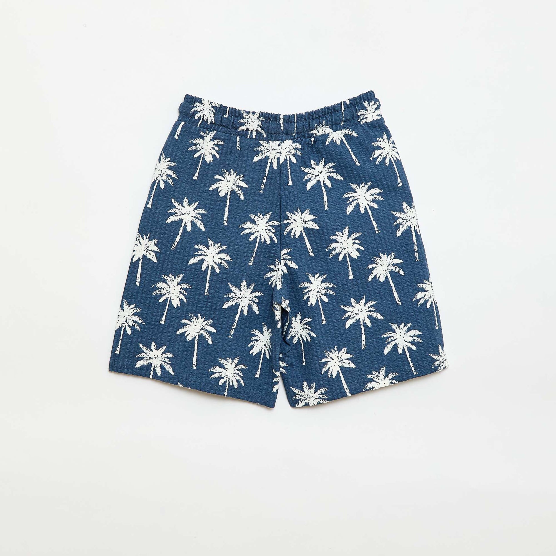 Two-Tone Cotton Shorts with Elasticated Waist BLUE