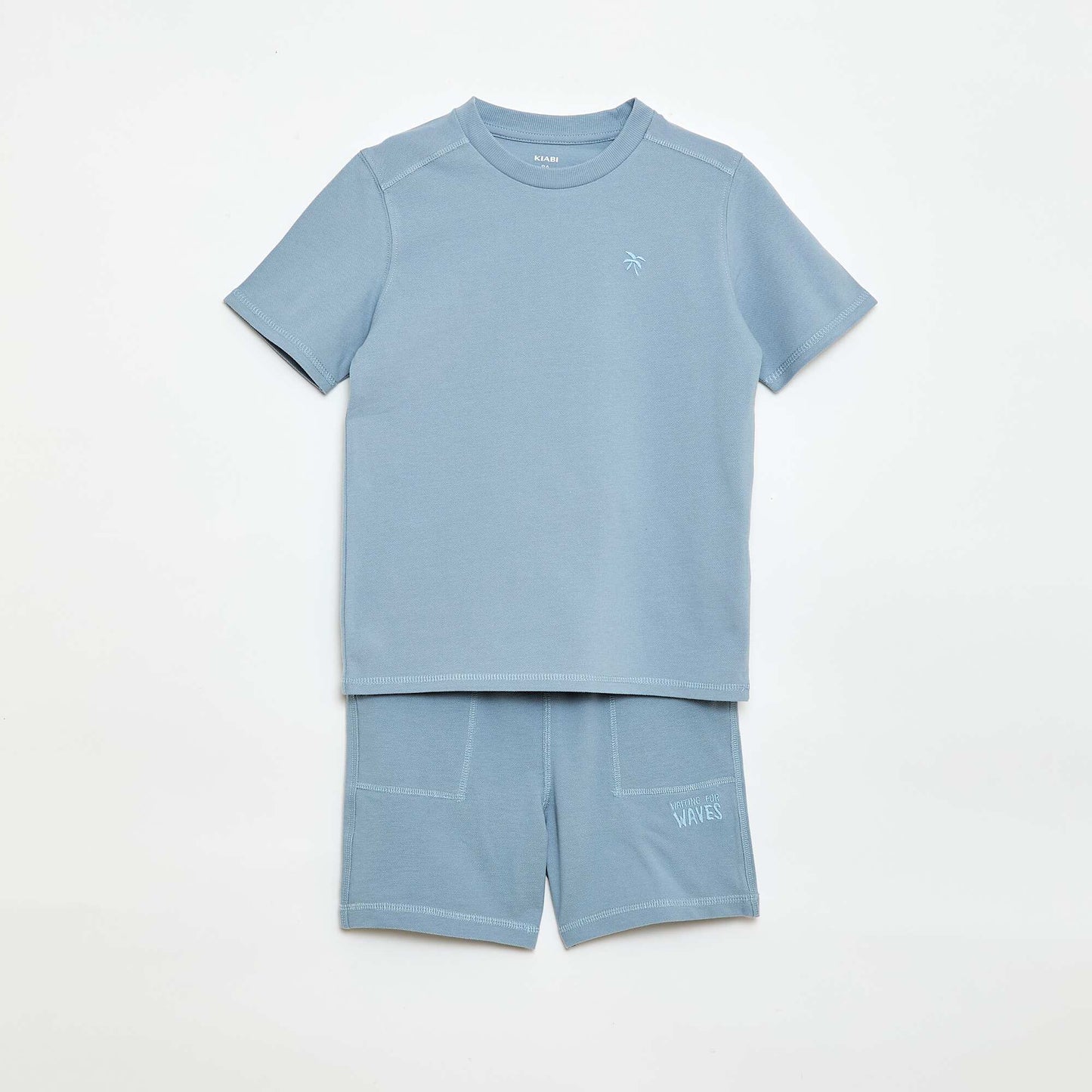 Cotton piqué t-shirt and shorts set BLUE
