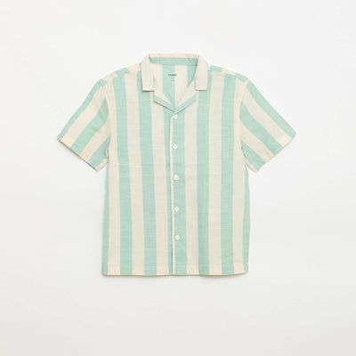 Short-Sleeved Striped Shirt GREEN