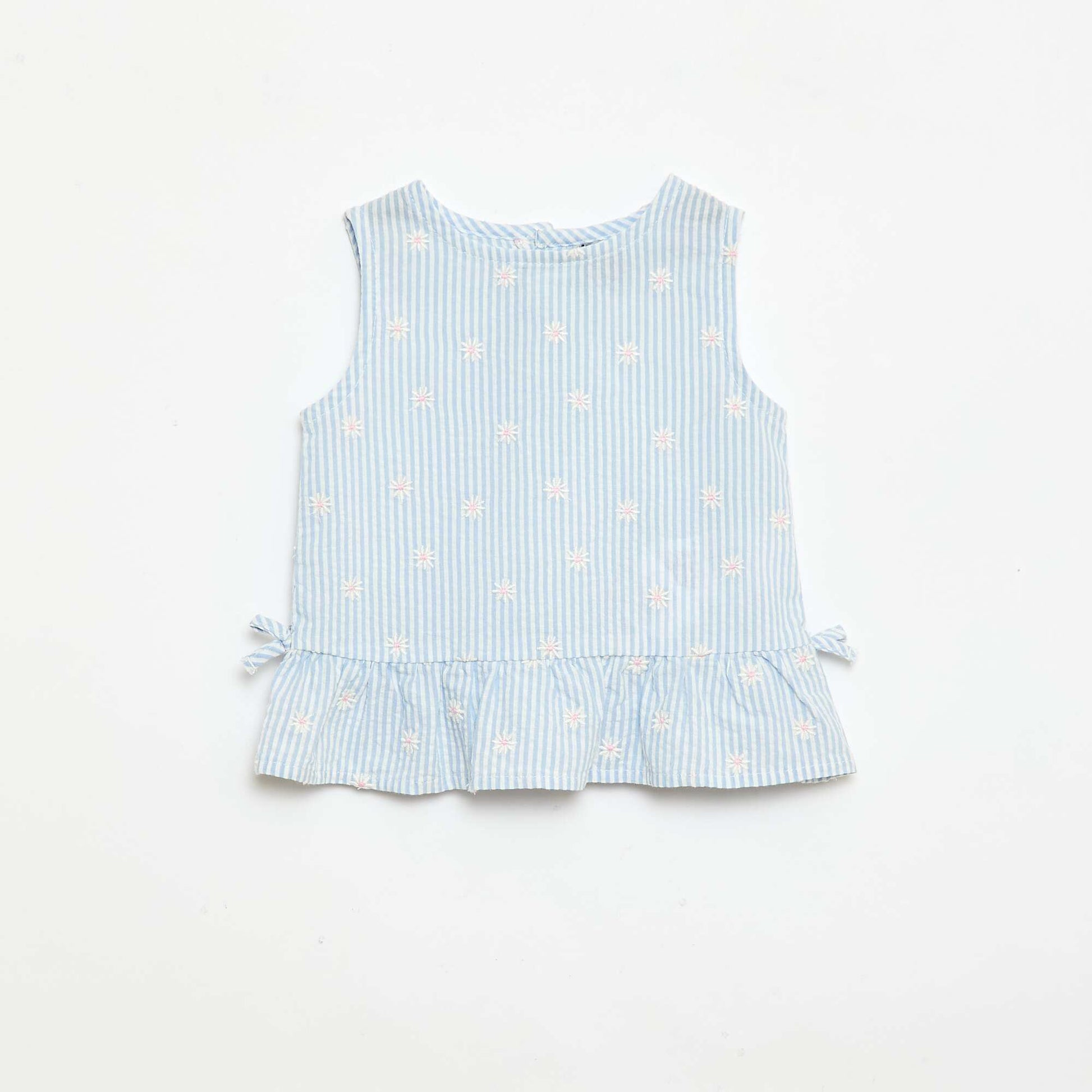 2-Piece Gingham Print Blouse and Shorts Set BLUE