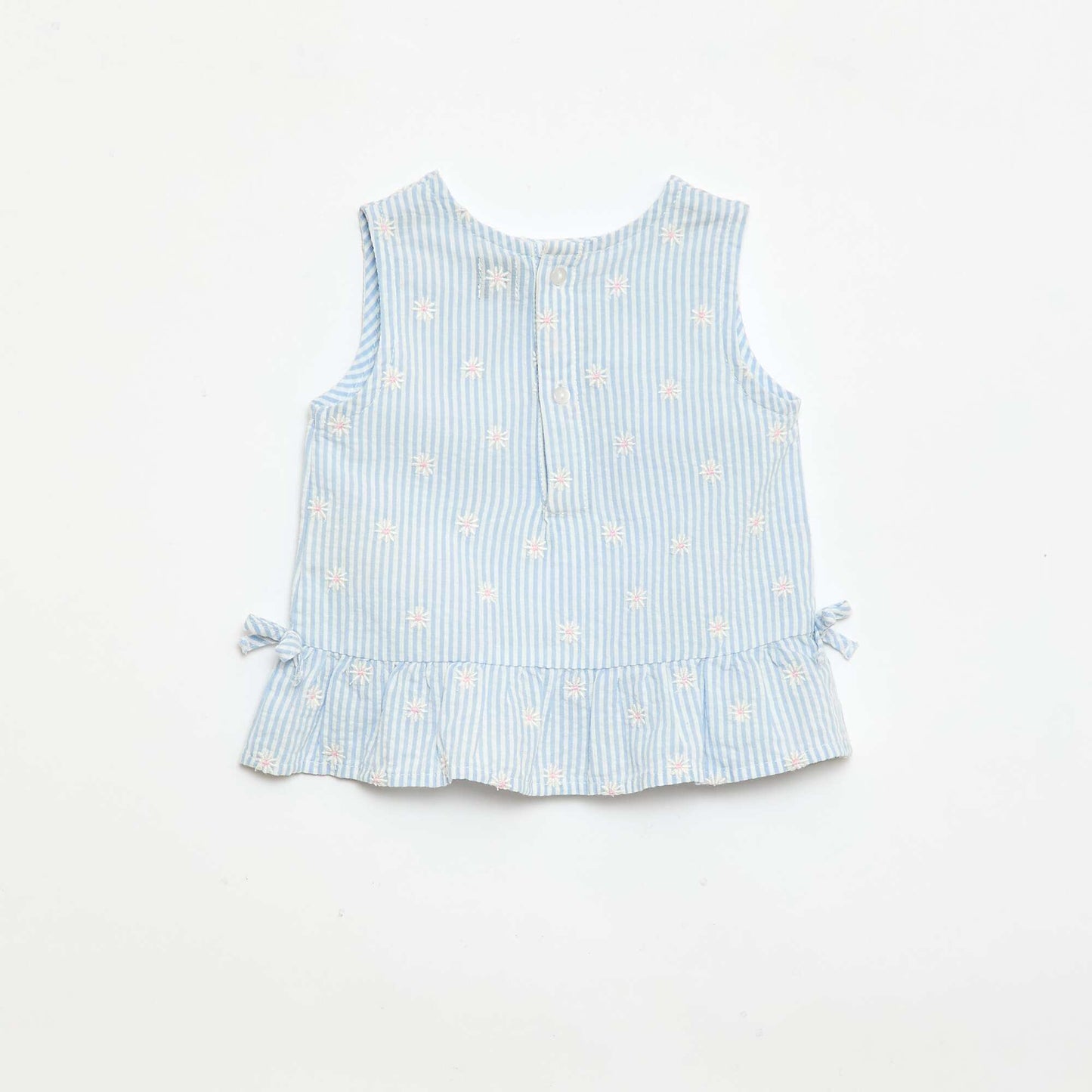 2-Piece Gingham Print Blouse and Shorts Set BLUE