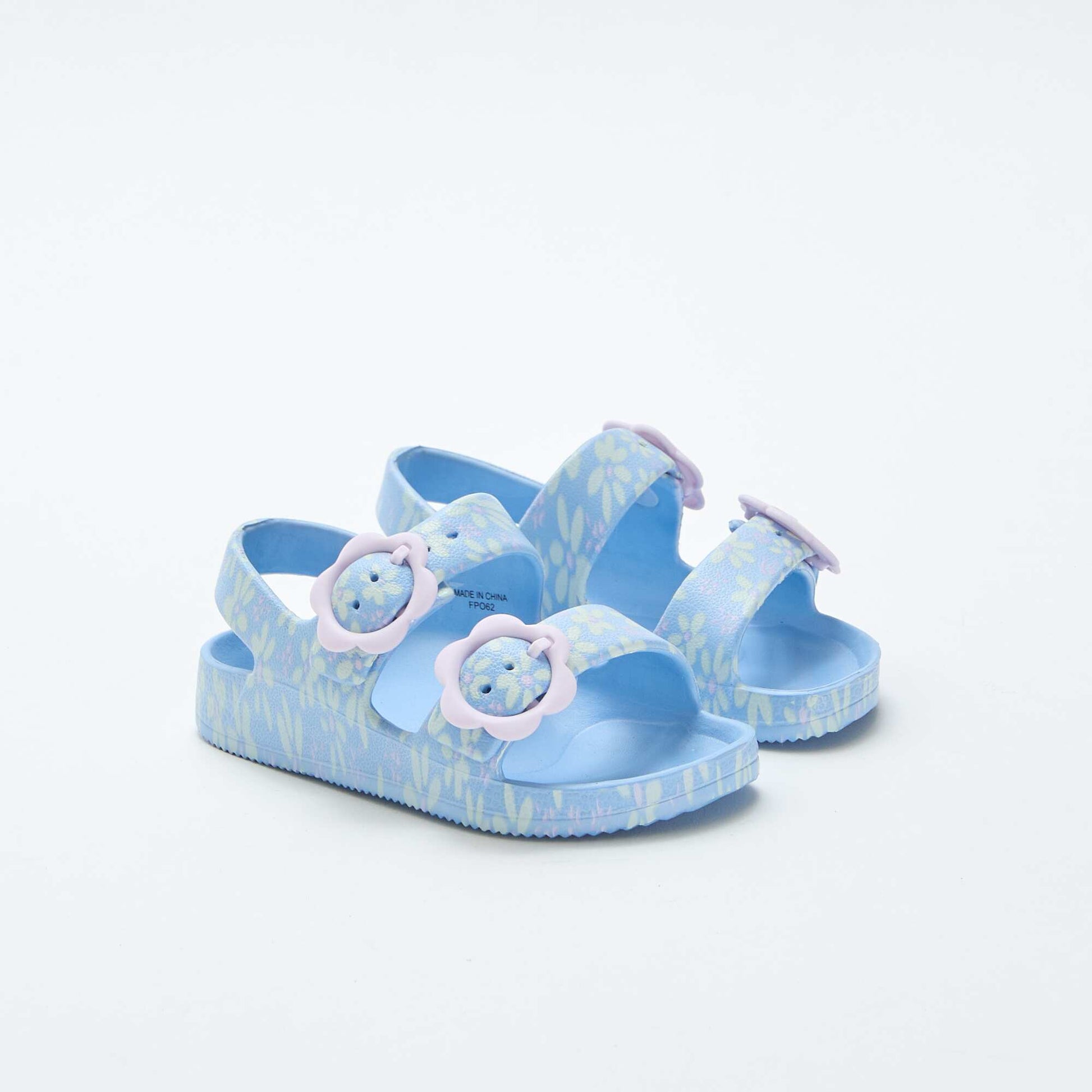 Plastic sandals with floral pattern BLUE