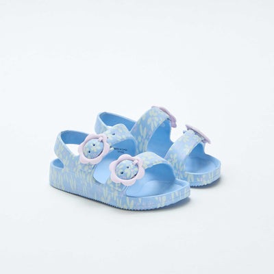 Plastic sandals with floral pattern BLUE