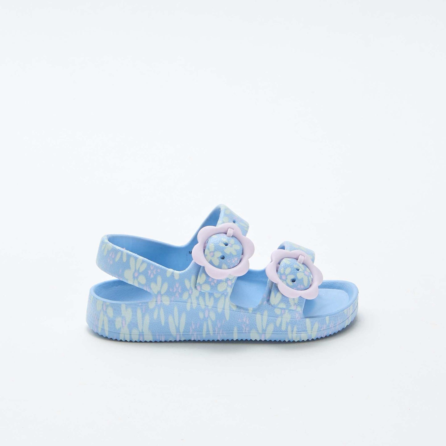 Plastic sandals with floral pattern BLUE