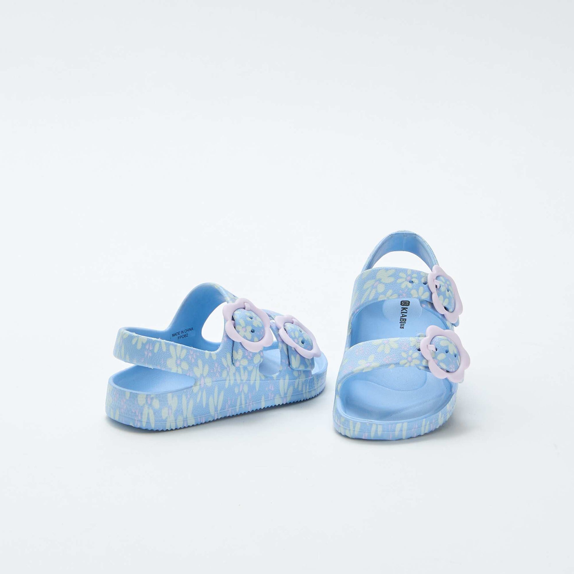 Plastic sandals with floral pattern BLUE