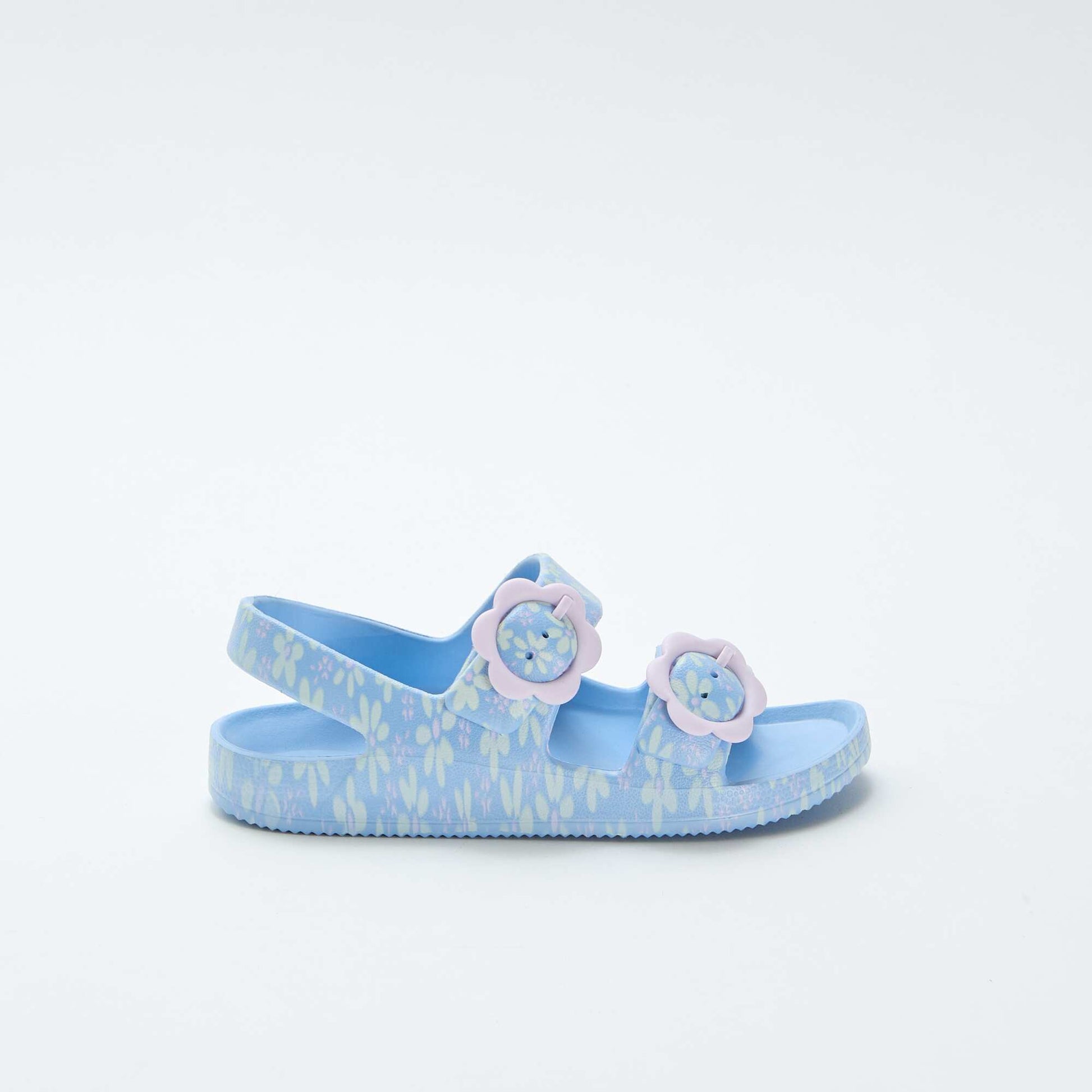 Floral print plastic sandals BLUE