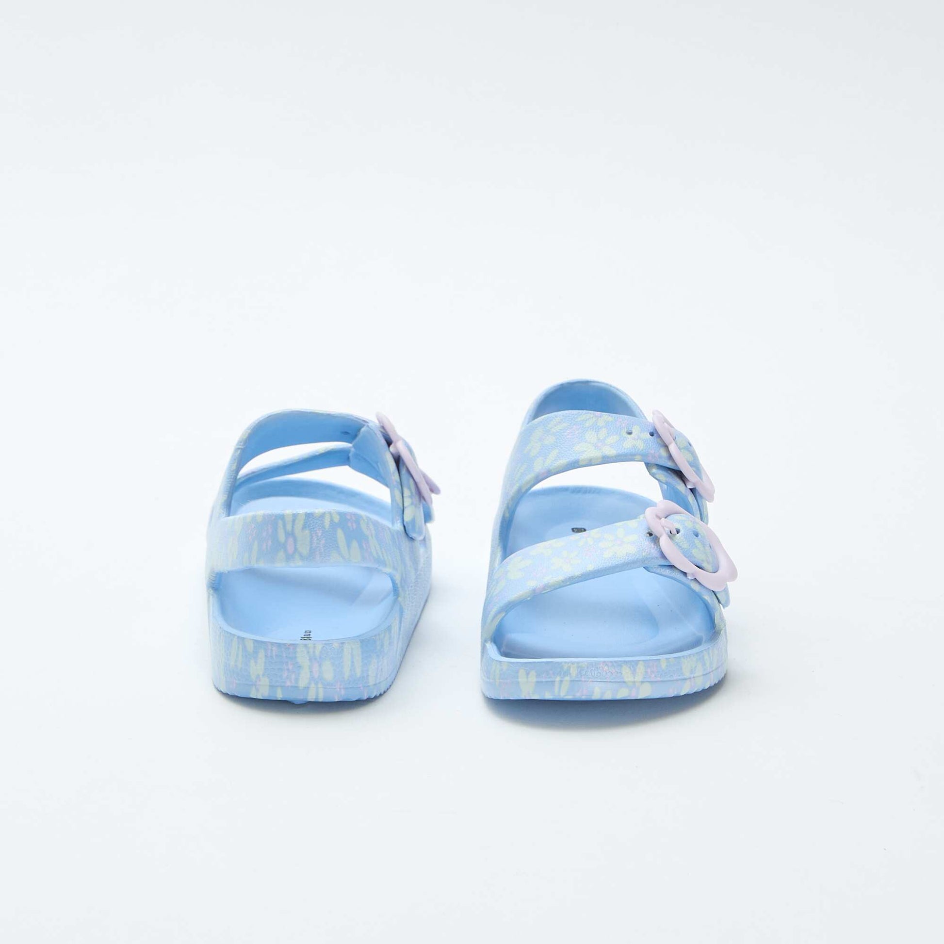 Floral print plastic sandals BLUE