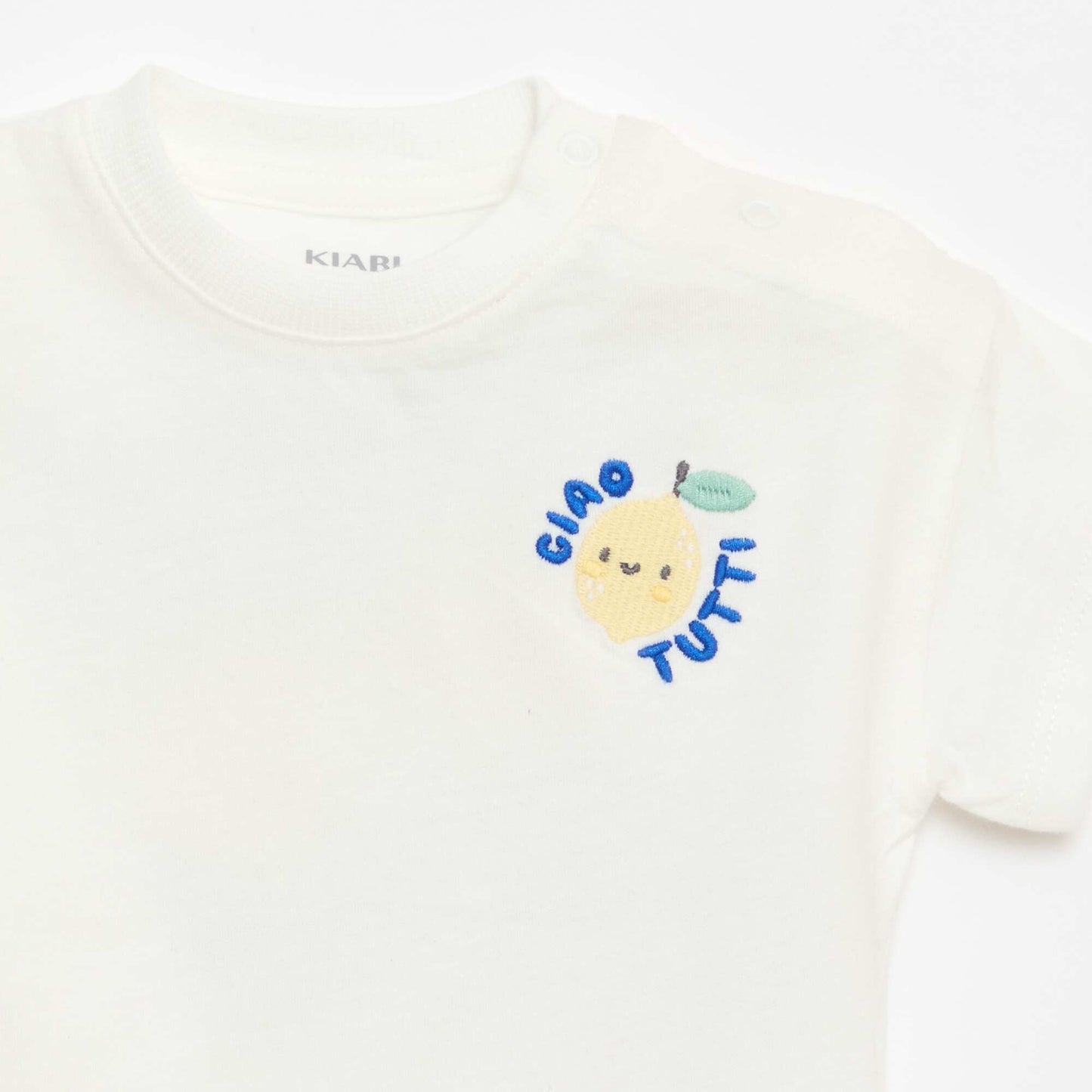 Cotton T-shirt with chest embroidery WHITE