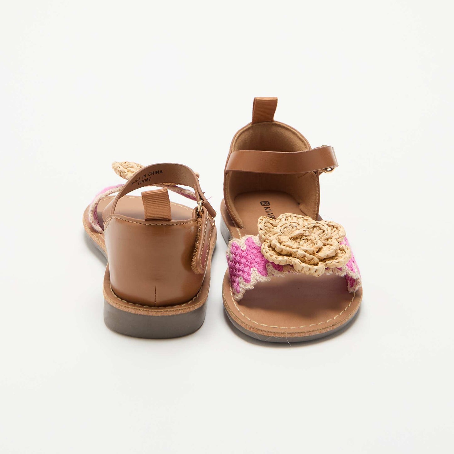 Flat sandals with fancy flowers BEIGE