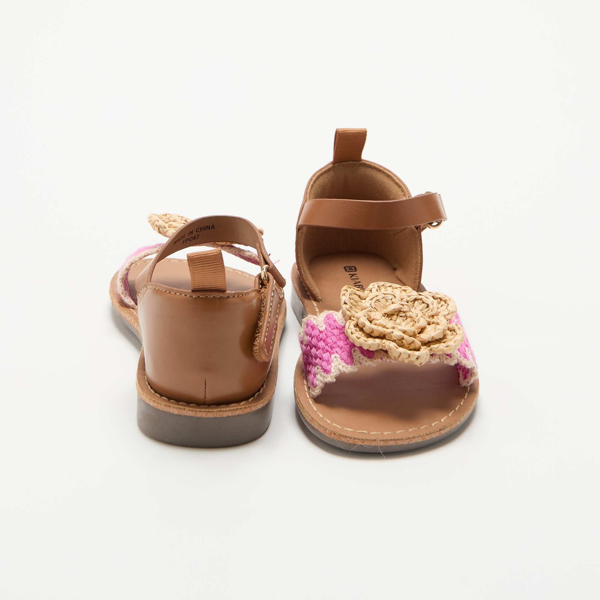 Flat sandals with fancy flowers BEIGE