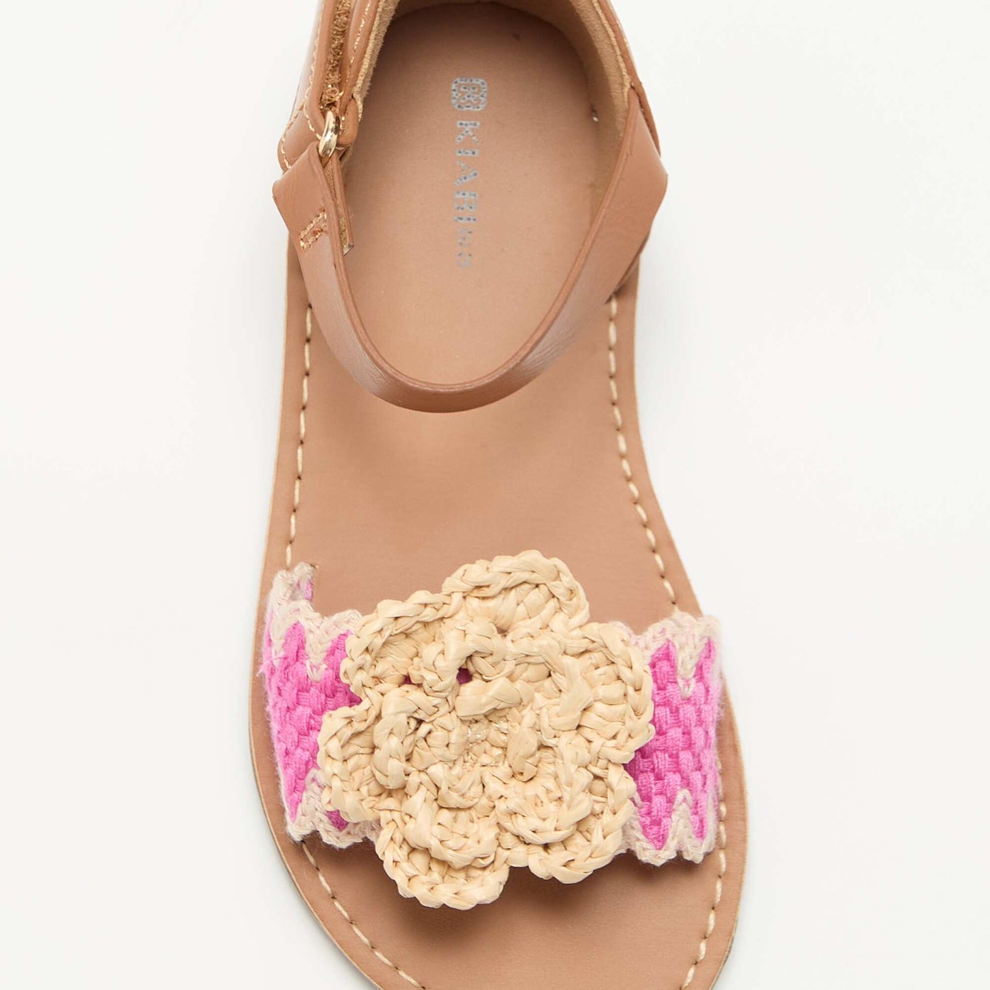 Flat sandals with fancy flowers BEIGE