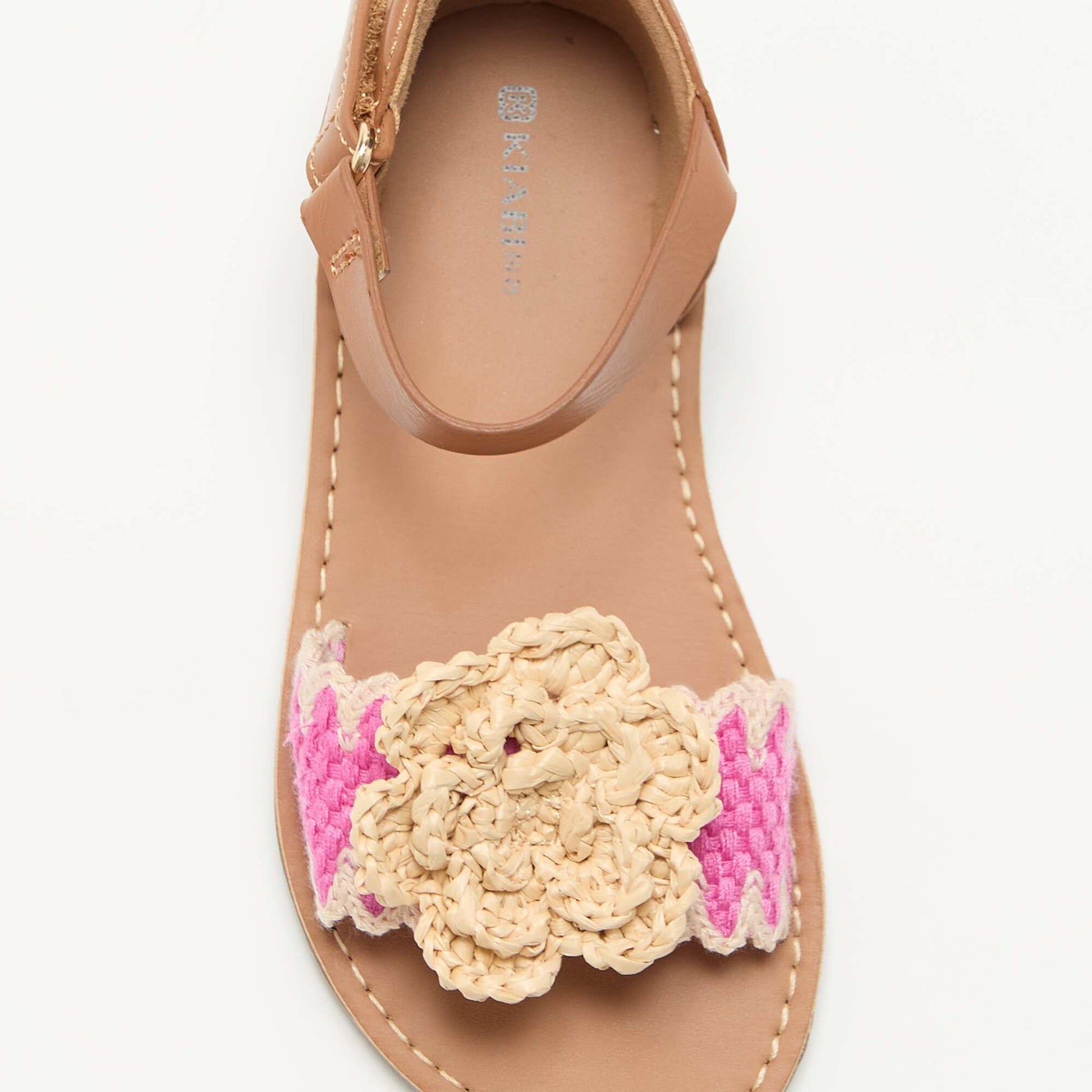 Flat sandals with fancy flowers BEIGE