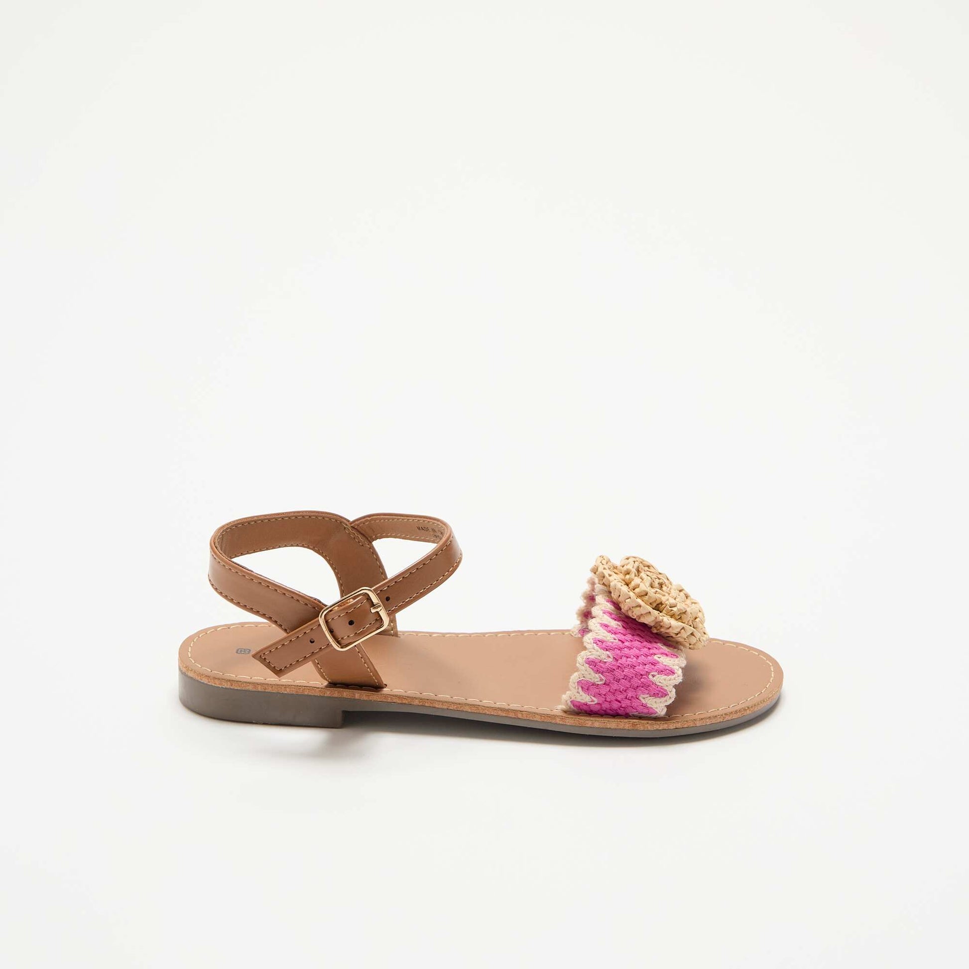 Flat sandals with fancy flowers BEIGE