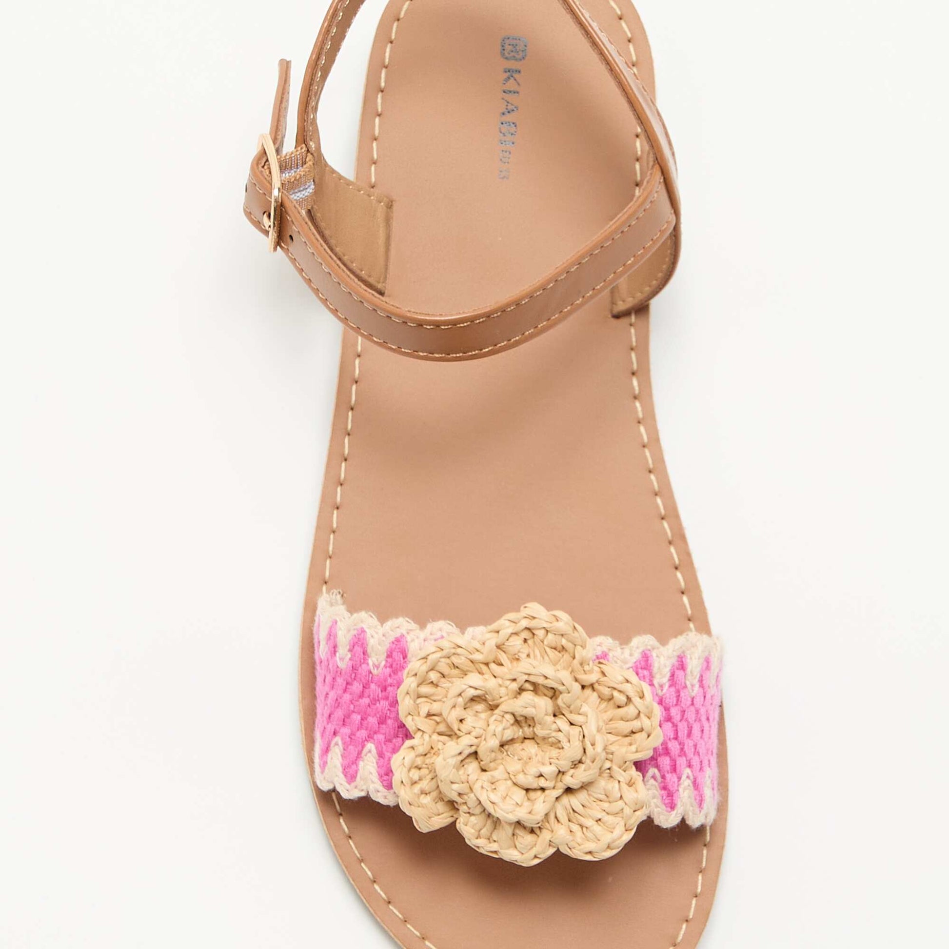 Flat sandals with fancy flowers BEIGE