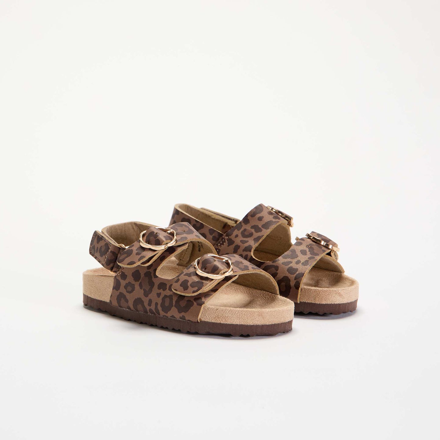 Double-strap sandals with 'leopard' print BROWN