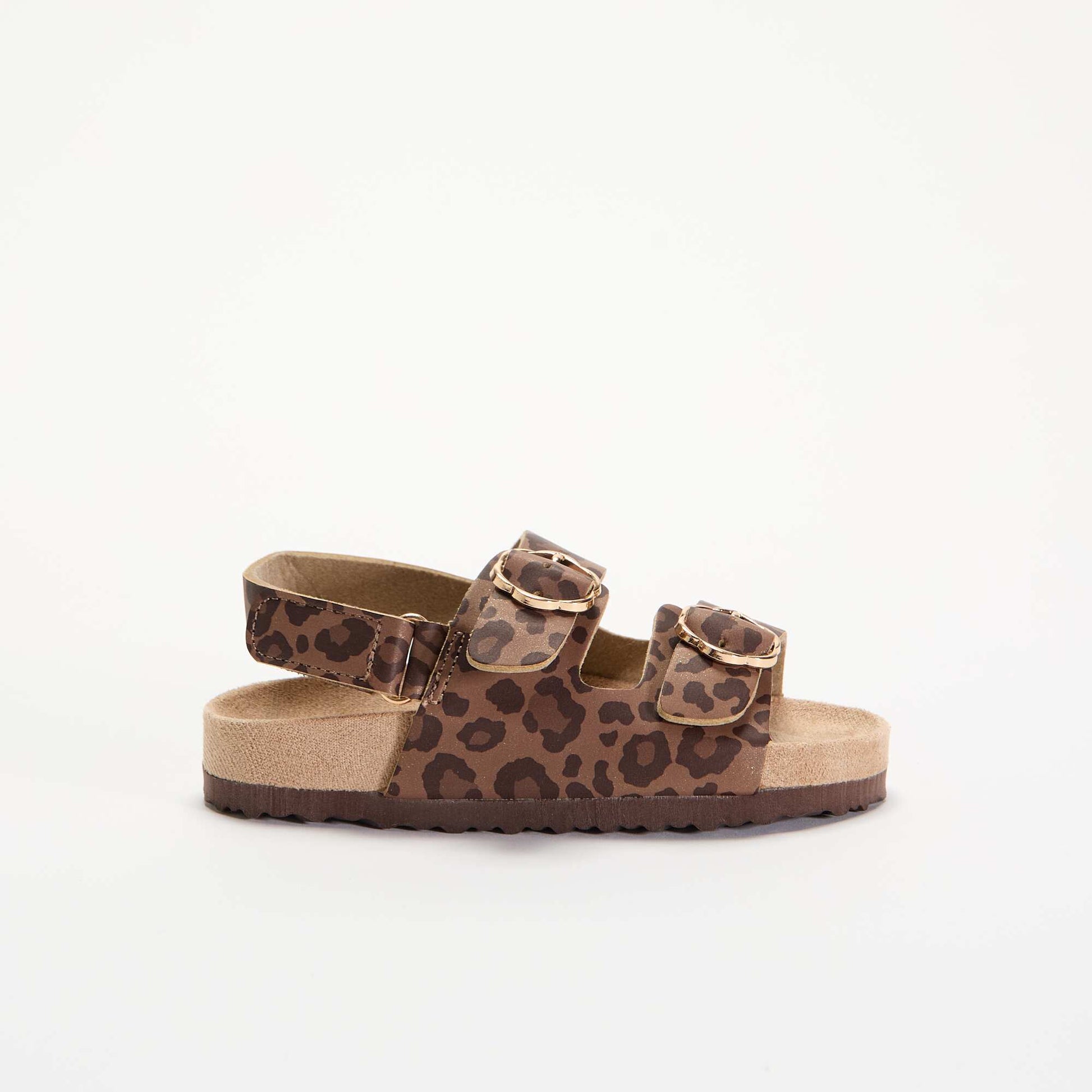 Double-strap sandals with 'leopard' print BROWN