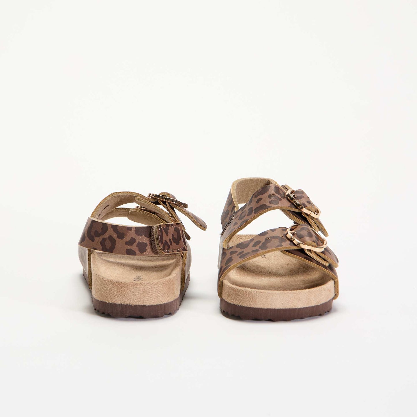 Double-strap sandals with 'leopard' print BROWN