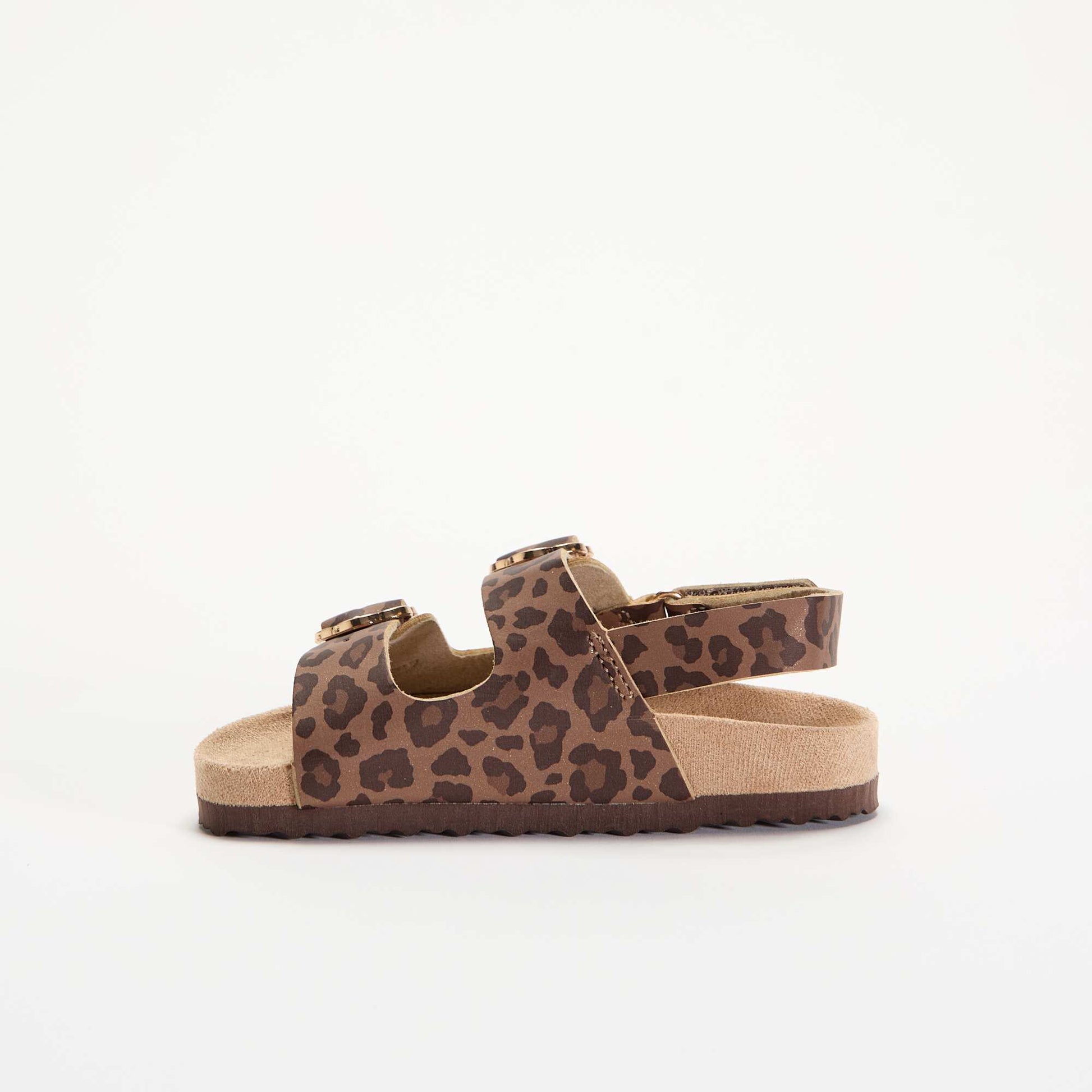 Double-strap sandals with 'leopard' print BROWN