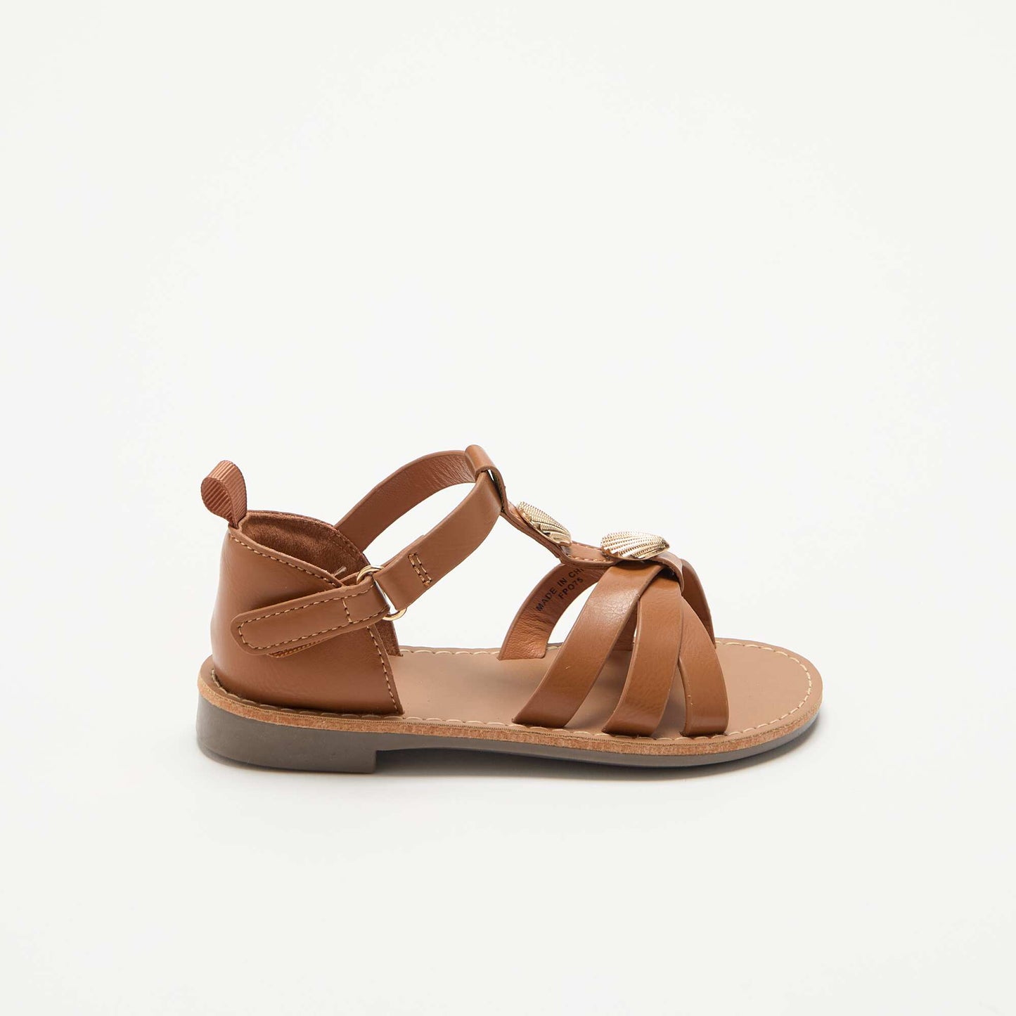 Flat Sandals with Fancy Shell Embellishments BROWN